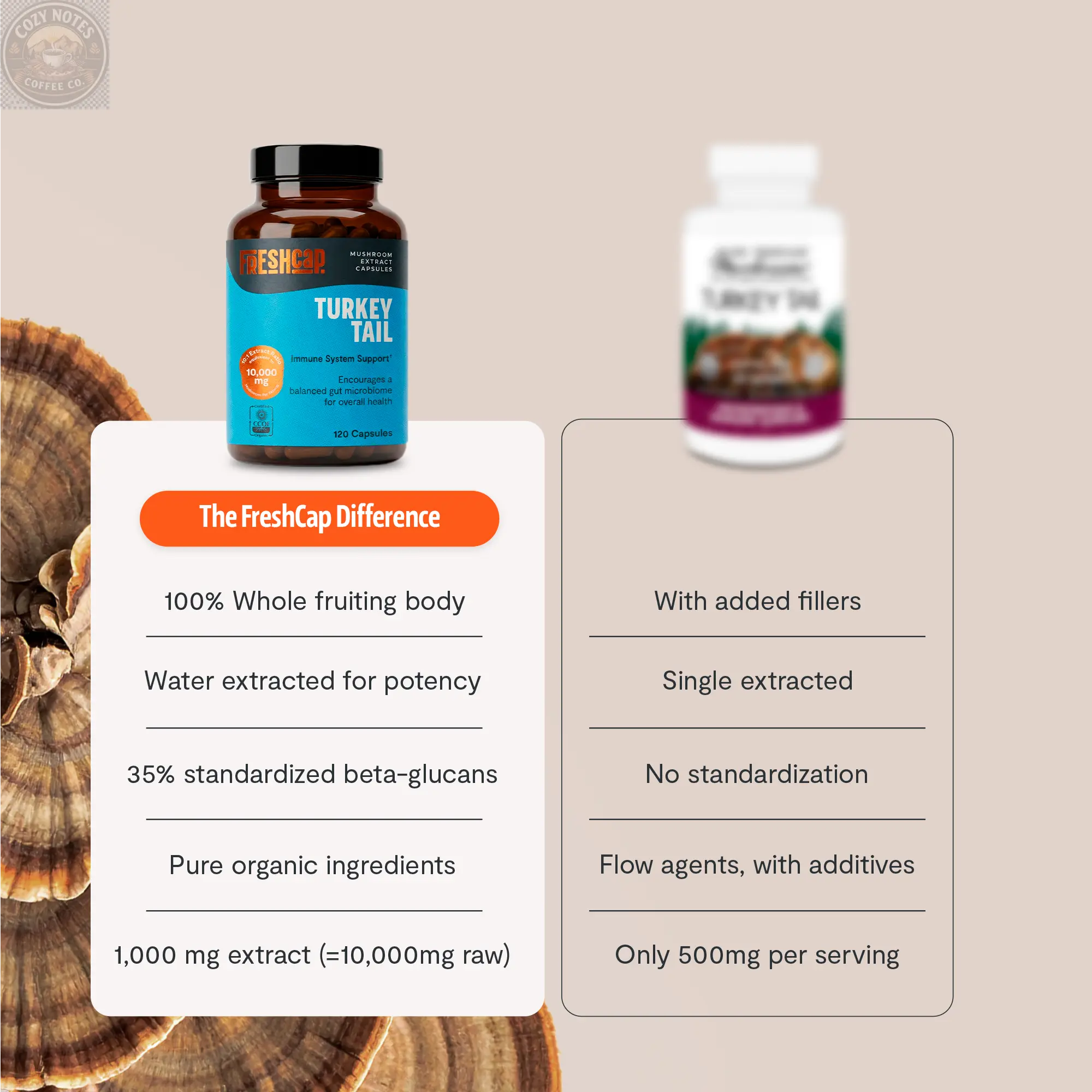 Organic Turkey Tail Mushroom Capsules FreshCap Mushrooms