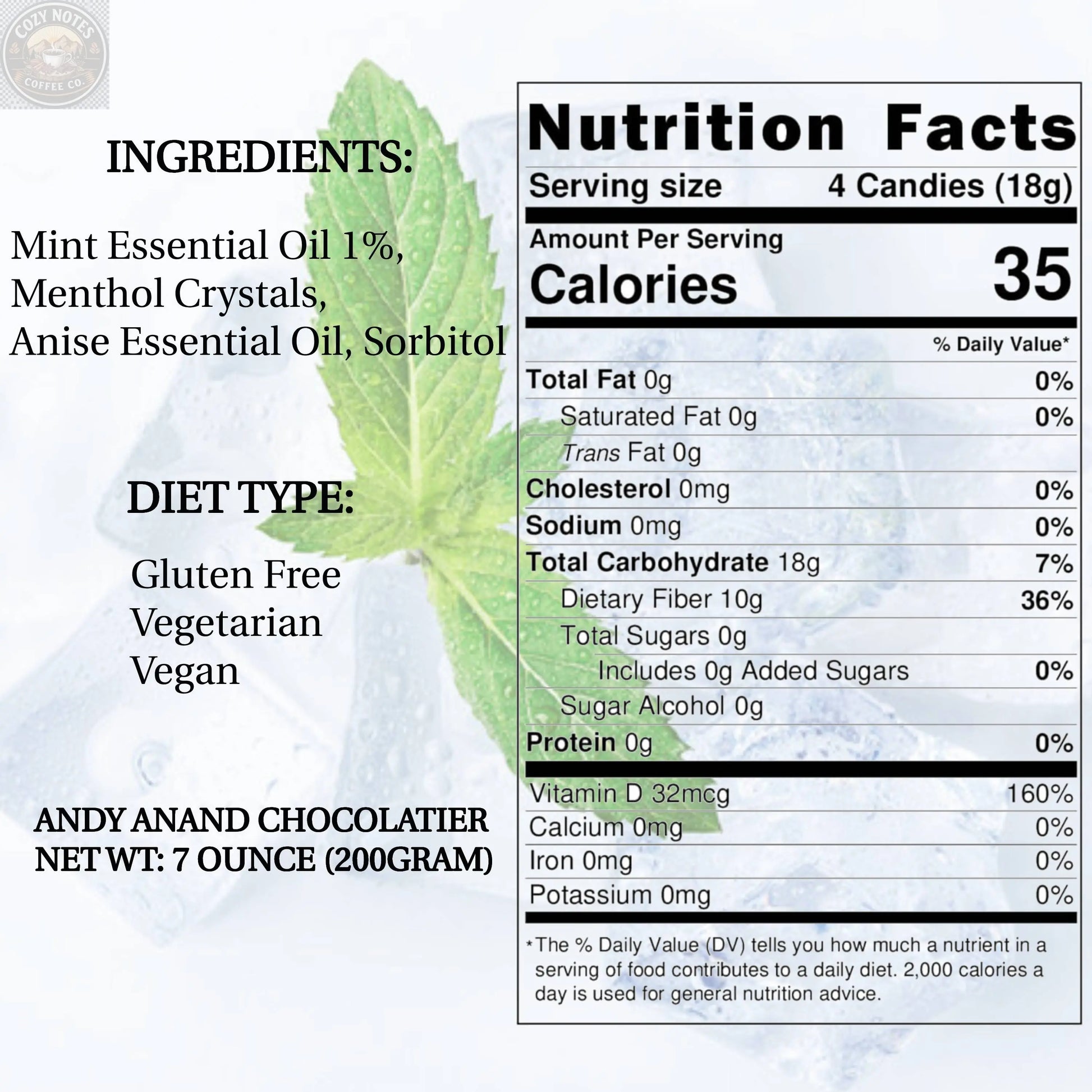 Andy Anand Sugar-Free Italian Balsamic Mint Candy, 300 pc, 7 oz – Imported, Keto, Vegan, Gluten-Free, Diabetic-Friendly Gourmet Gift Box Andyanand