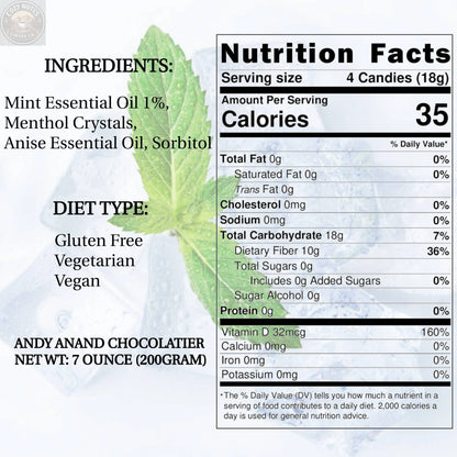 Andy Anand Sugar-Free Italian Balsamic Mint Candy, 300 pc, 7 oz – Imported, Keto, Vegan, Gluten-Free, Diabetic-Friendly Gourmet Gift Box Andyanand
