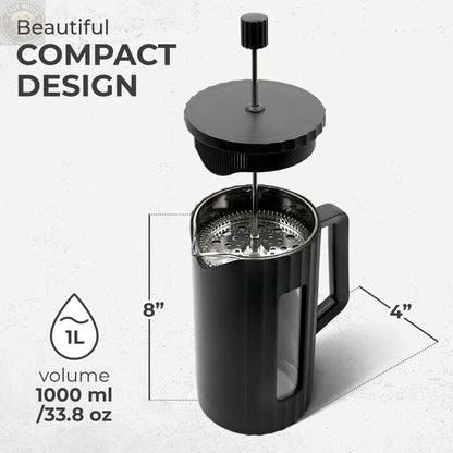 French Press Essentials Bundle, Black Kaffe Products