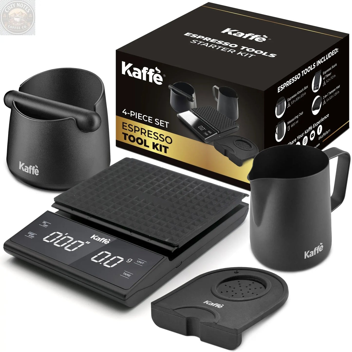 Espresso Starter Kit (Knock Box, Coffee Scale, Tamper Mat, Milk Pitcher), KF1190 Kaffe Products