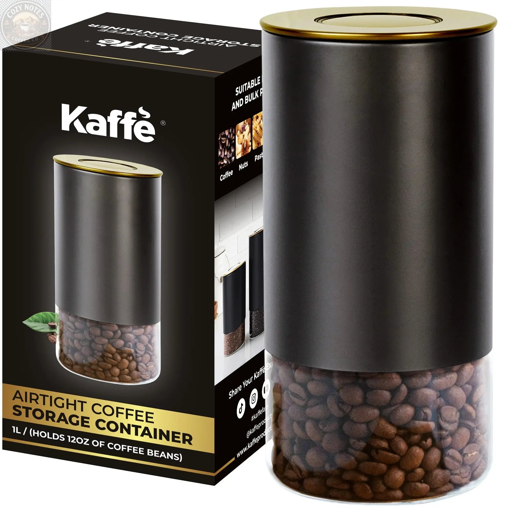 12oz Round Glass Storage Container, KF3031G Kaffe Products