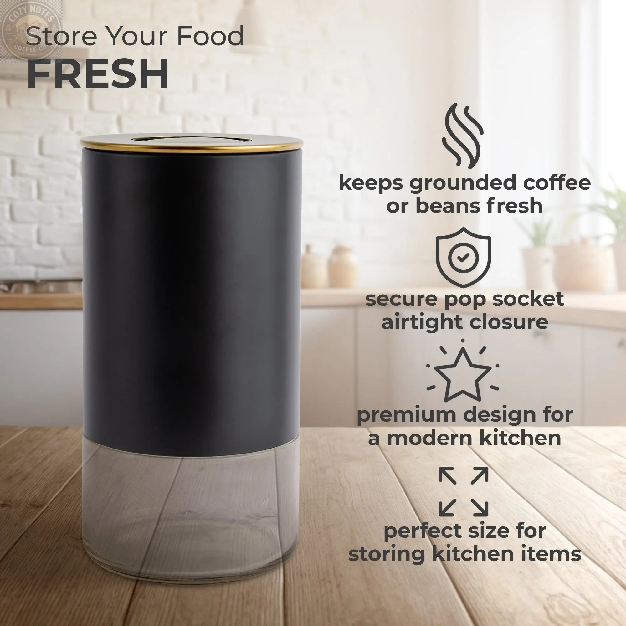 12oz Round Glass Storage Container, KF3031G Kaffe Products
