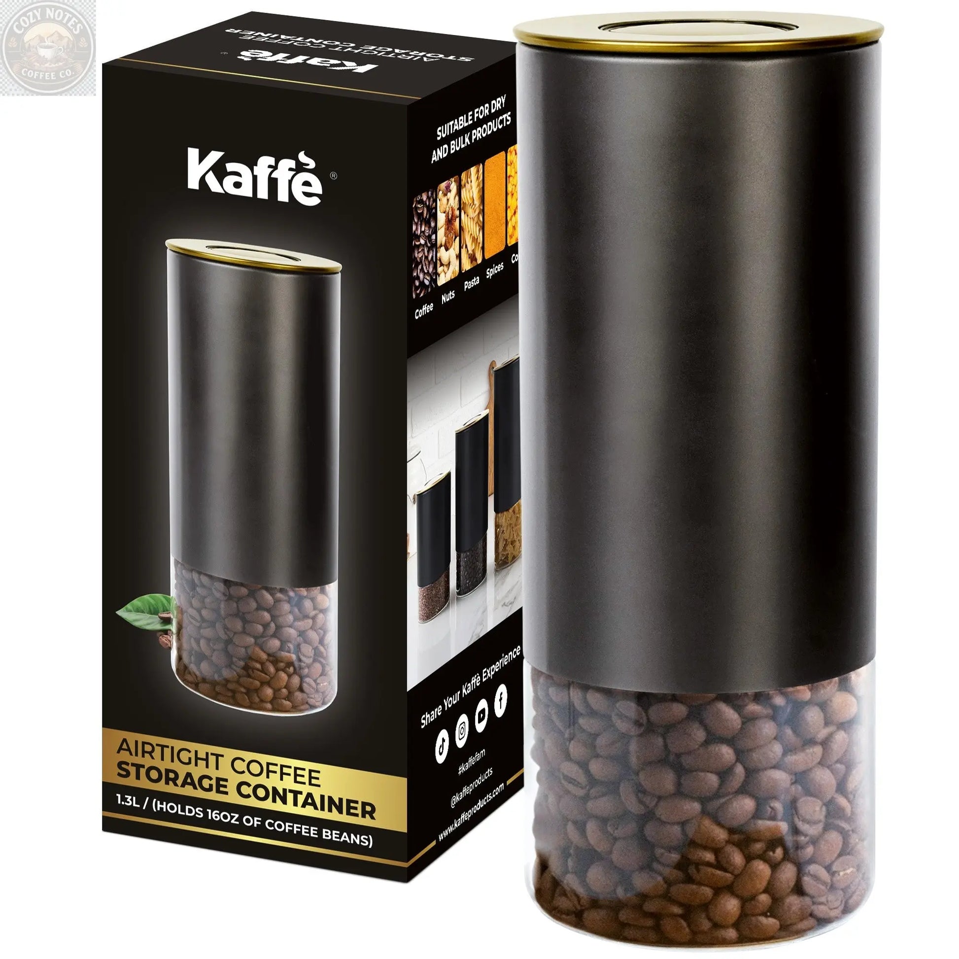 16oz Round Glass Storage Container, KF3032G Kaffe Products