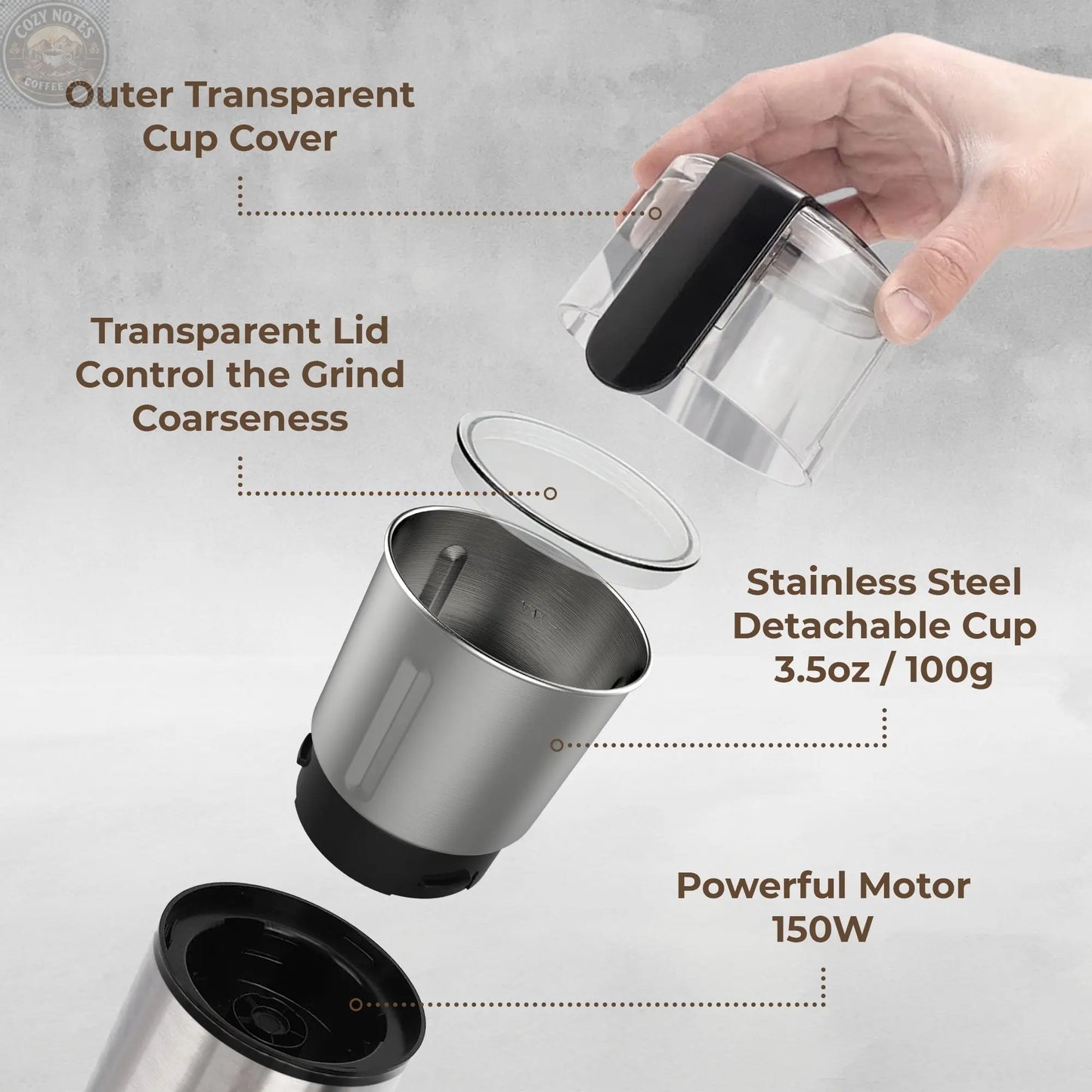 Blade Coffee Grinder (Removable Cup), KF5020 Kaffe Products