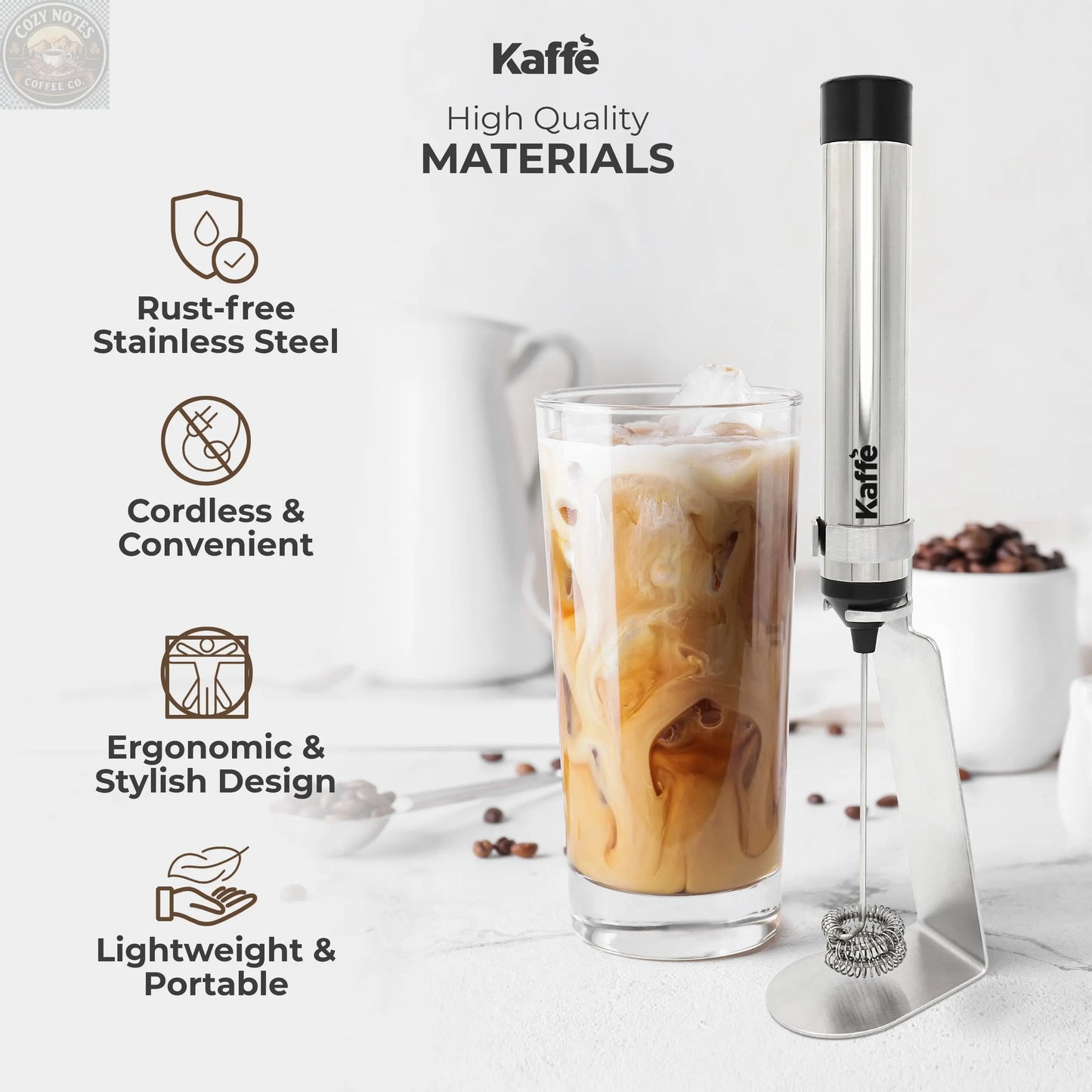 Handheld Milk Frother (USB Rechargeable), KF6022 Kaffe Products