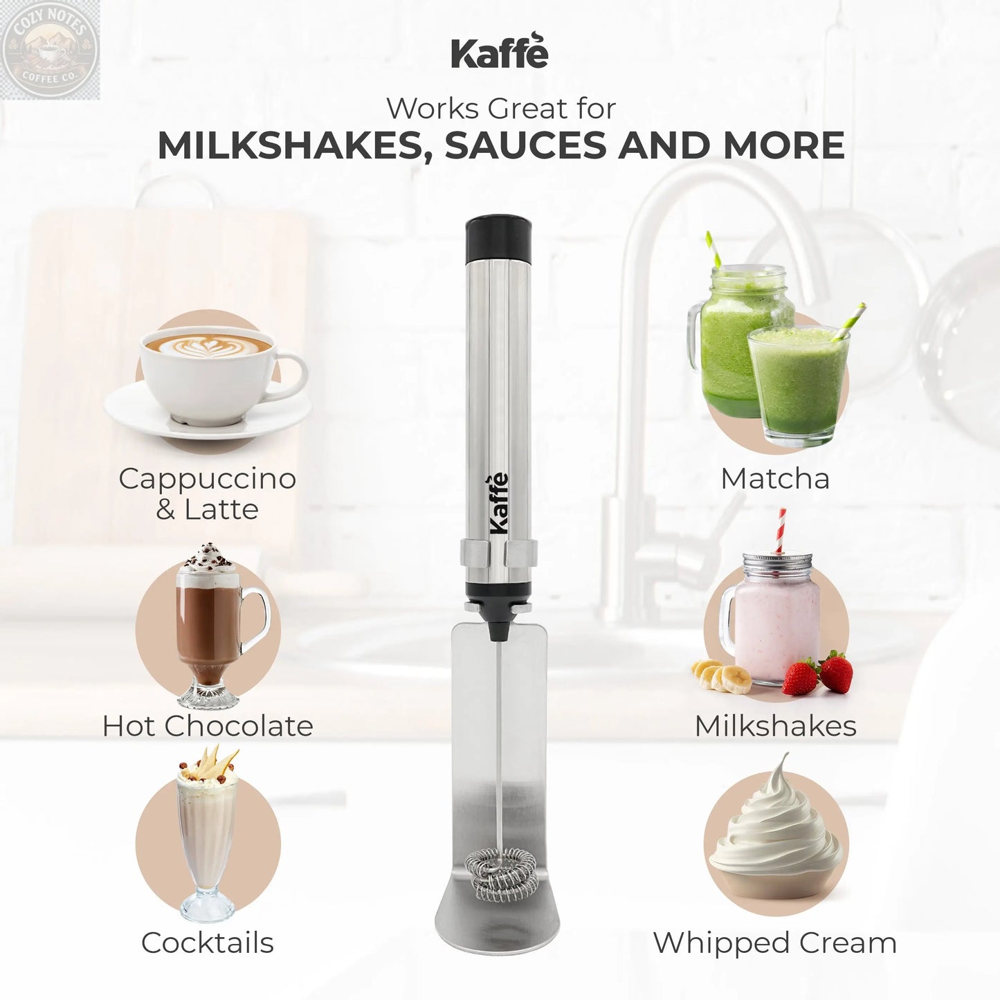 Handheld Milk Frother (USB Rechargeable), KF6022 Kaffe Products
