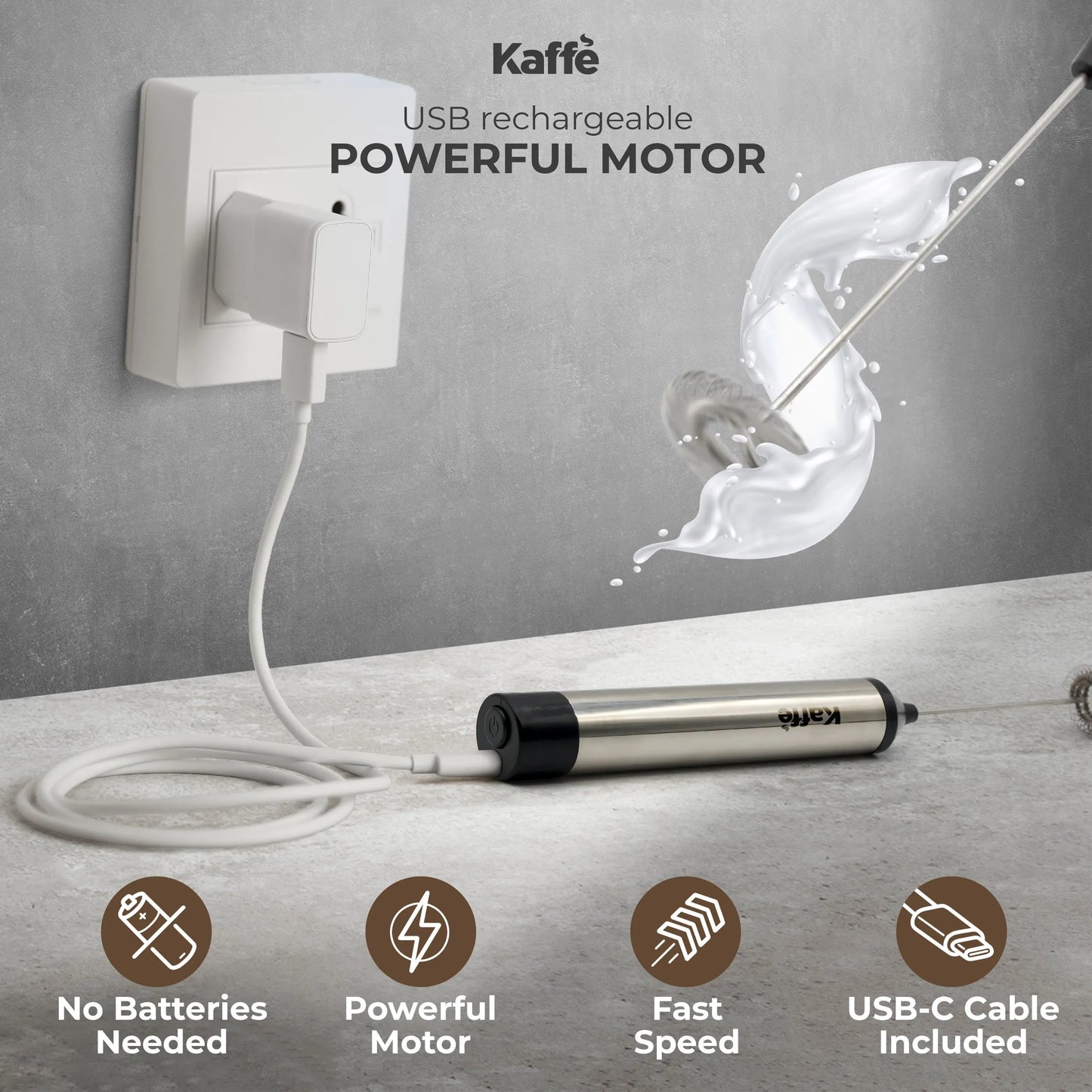 Handheld Milk Frother (USB Rechargeable), KF6022NS Kaffe Products