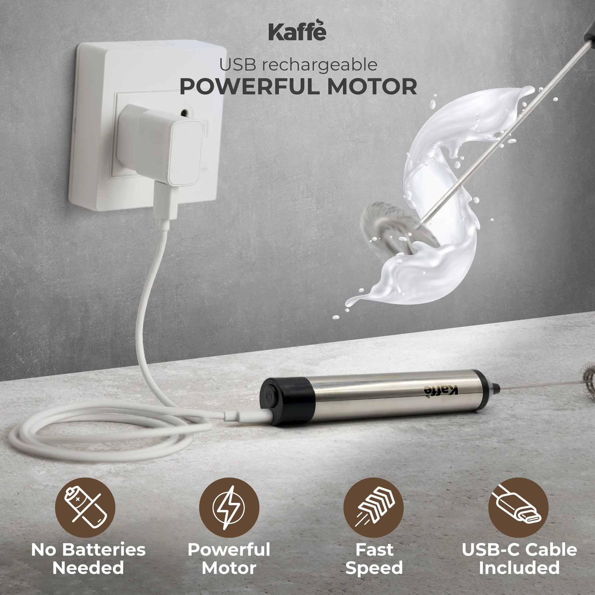 Handheld Milk Frother (USB Rechargeable), KF6022NS Kaffe Products