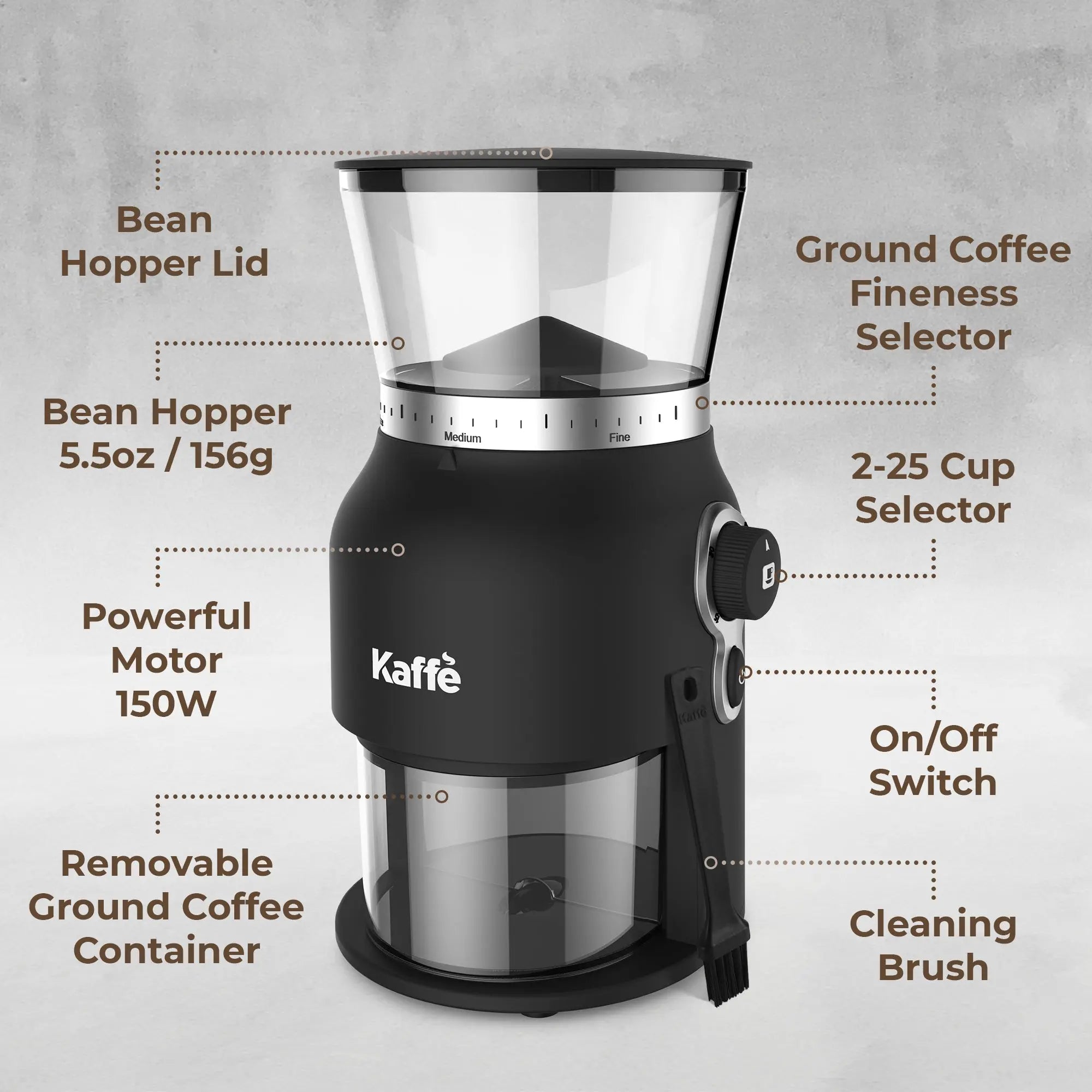Conical Burr Coffee Grinder, KF8150 Kaffe Products