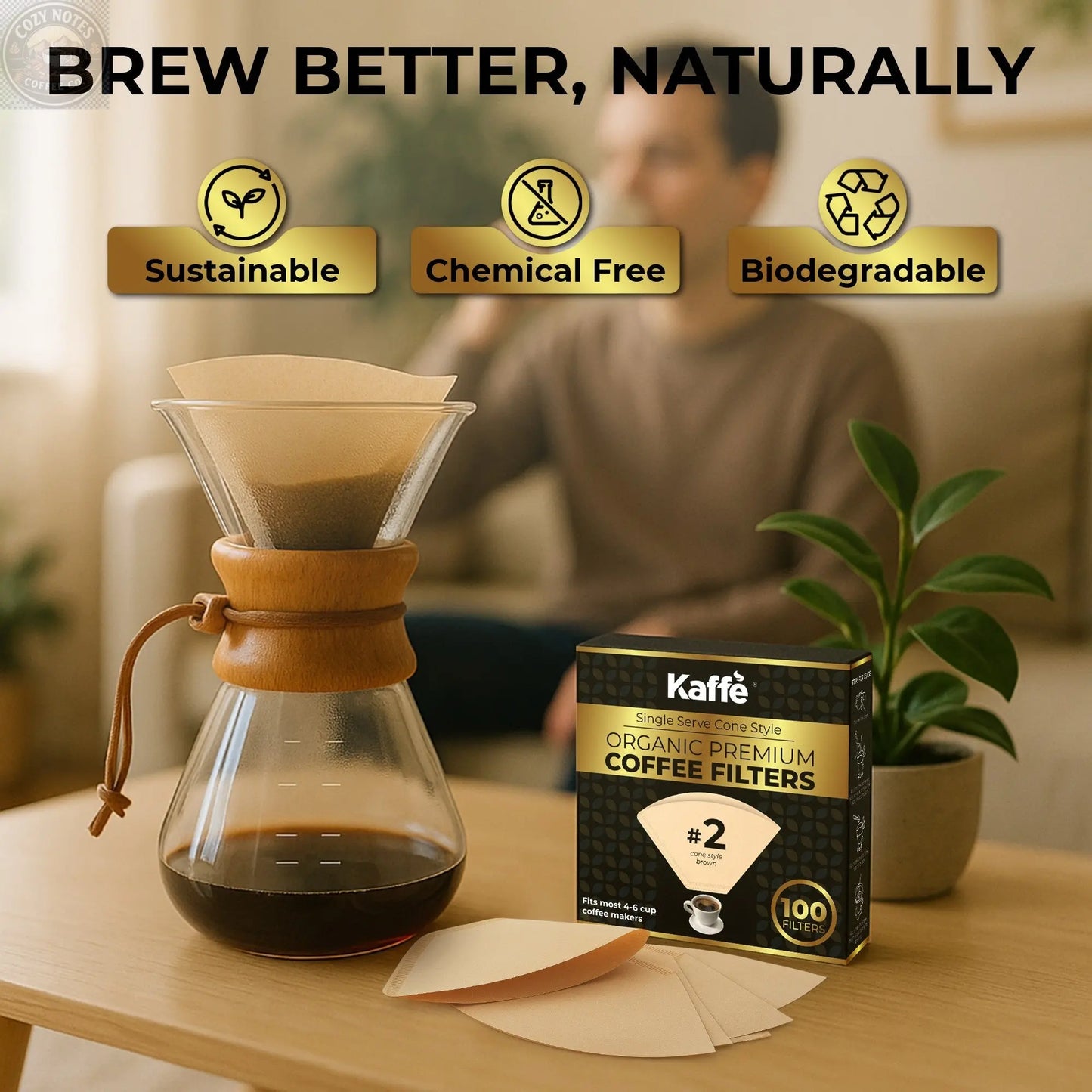 Organic Premium Coffee Filters #2, KFCF02B Kaffe Products