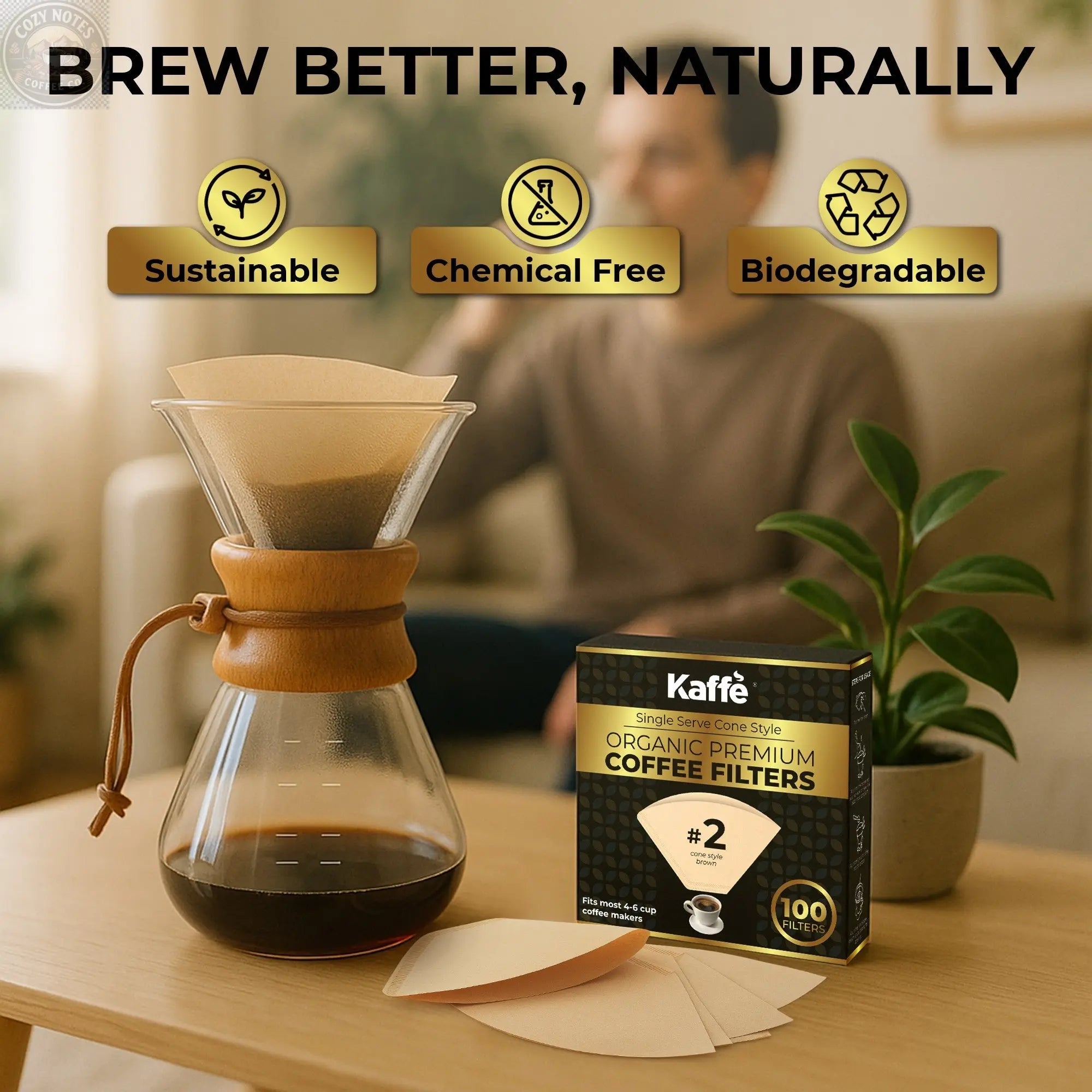 Organic Premium Coffee Filters #2, KFCF02B Kaffe Products