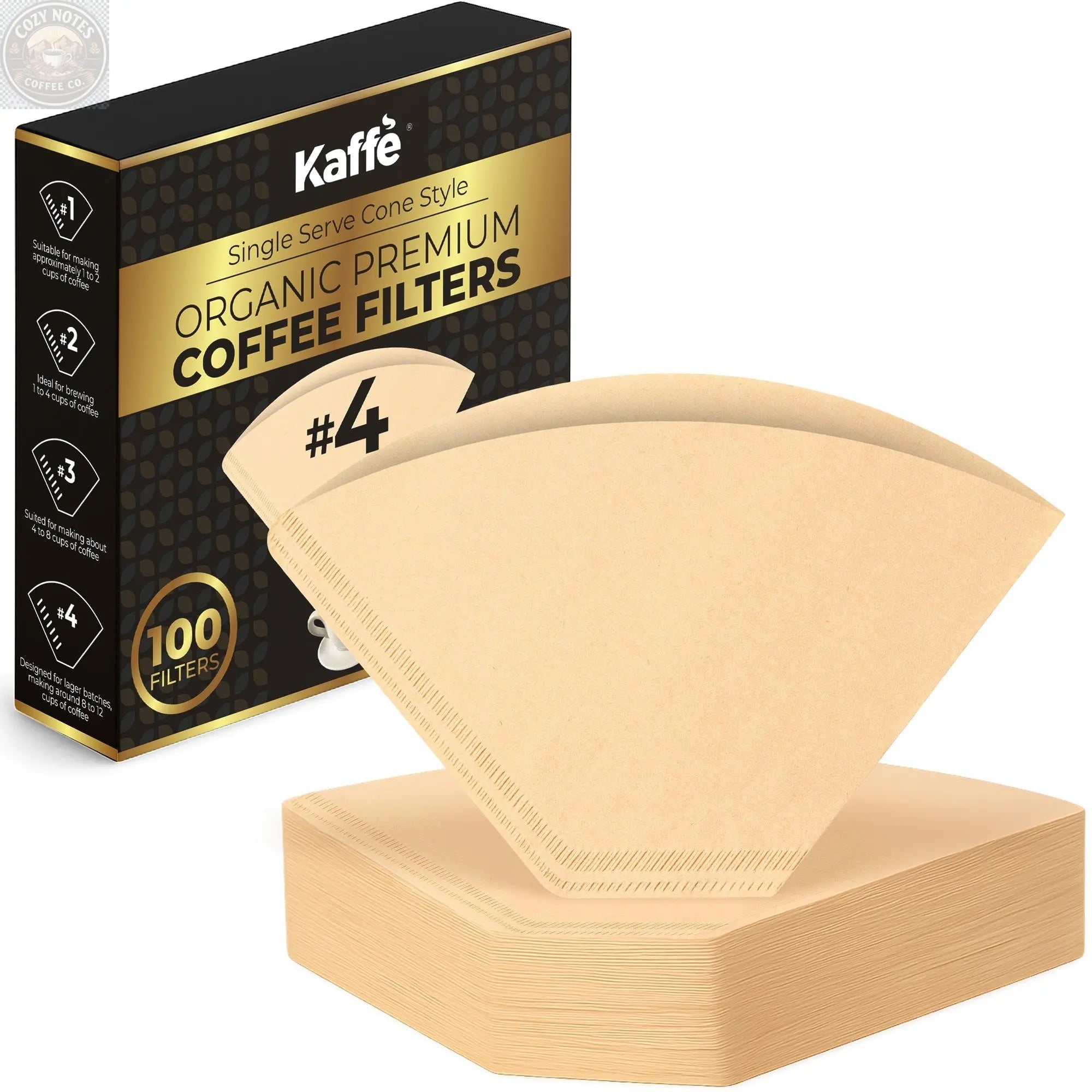 Organic Premium Coffee Filters #4, KFCF04B Kaffe Products