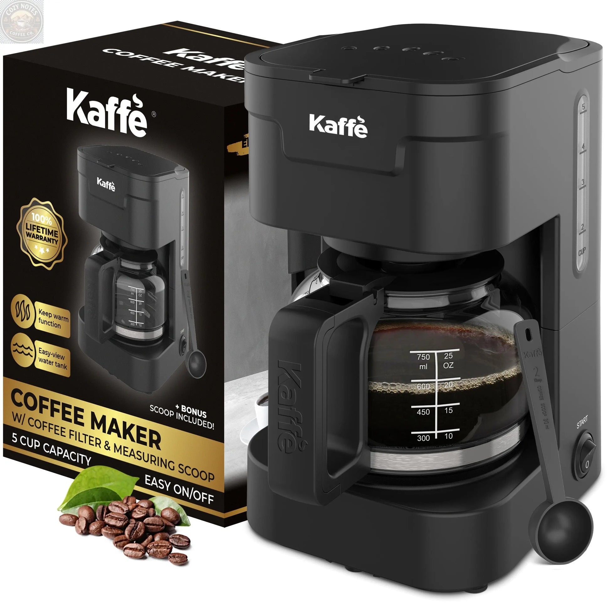 Coffee Maker (5-Cup) w/ Scoop, KFCM01 Kaffe Products