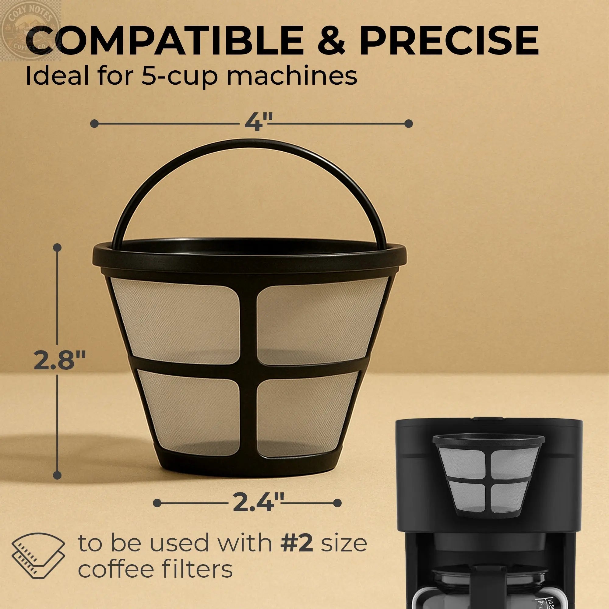 Universal Replacement Coffee Filter for 5-Cup Coffee Makers, KFPF05 Kaffe Products
