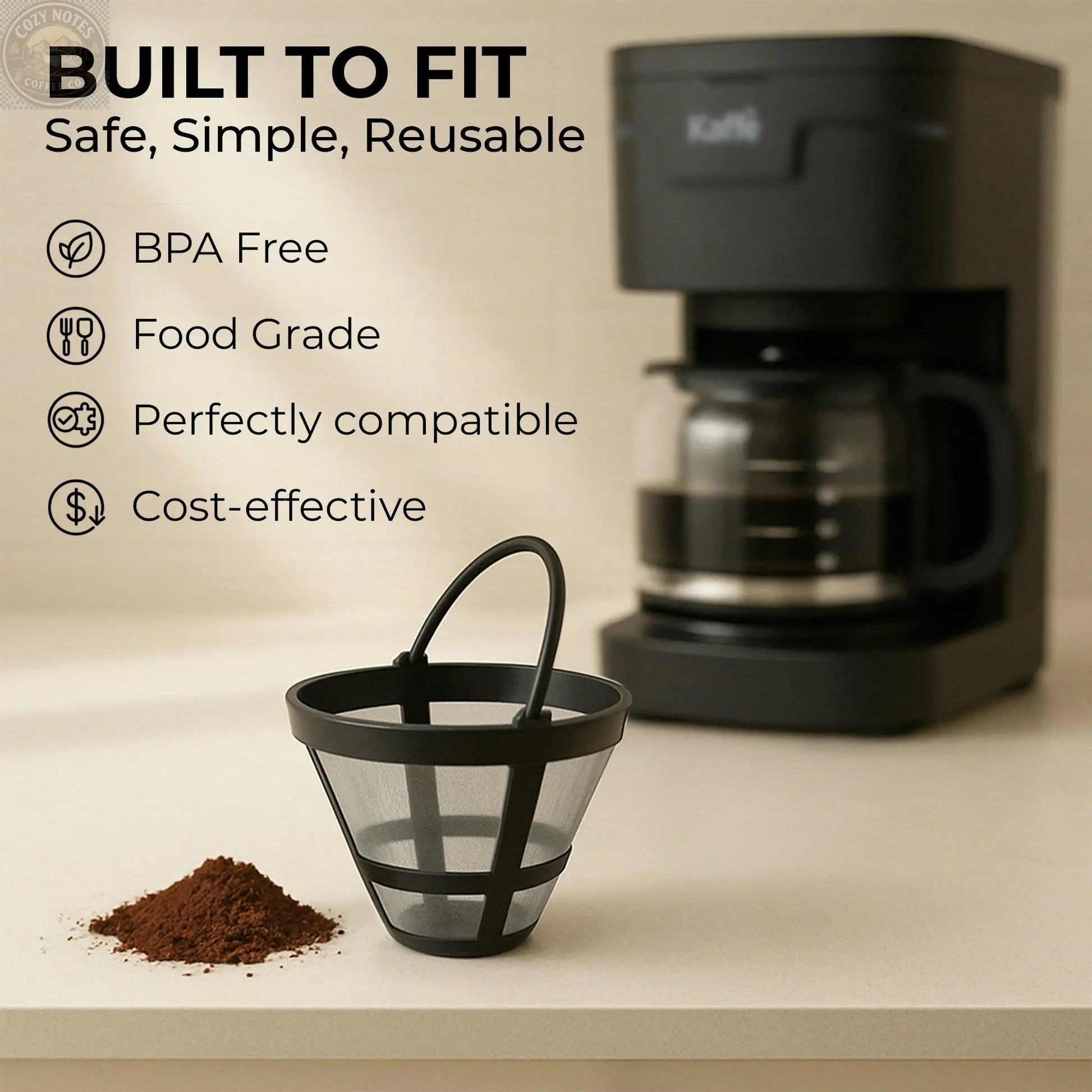 Universal Replacement Coffee Filter for 5-Cup Coffee Makers, KFPF05 Kaffe Products
