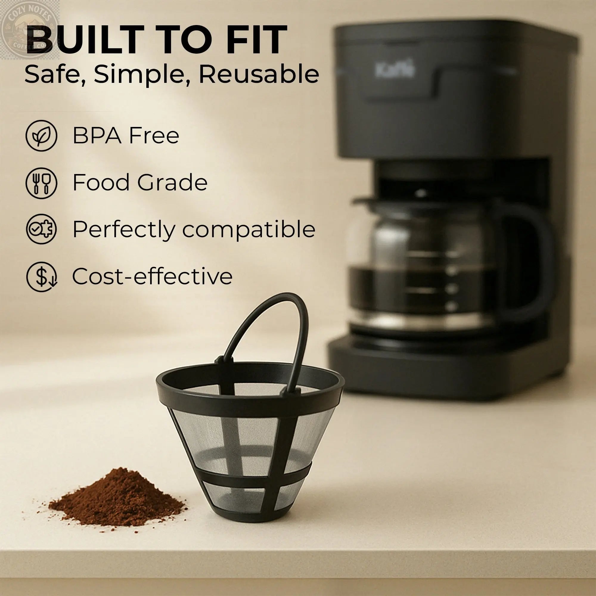 Universal Replacement Coffee Filter for 5-Cup Coffee Makers, KFPF05 Kaffe Products
