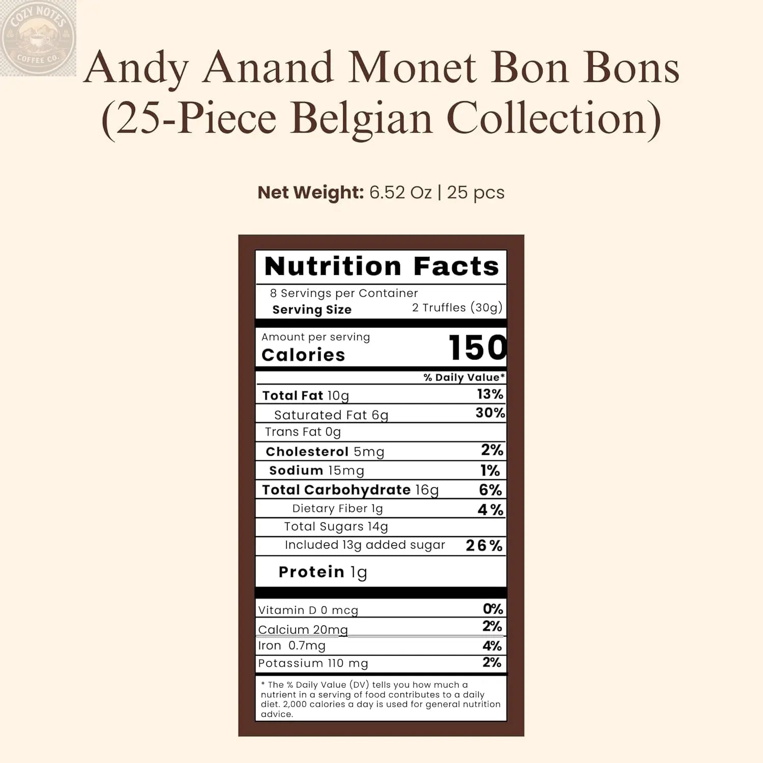 Andy Anand Monet Chocolate Bonbons Gift Box, 25 pc, 6.52 oz – Gluten-Free Belgian Truffles & Pralines, Birthday & Holiday Gift Collection Andyanand