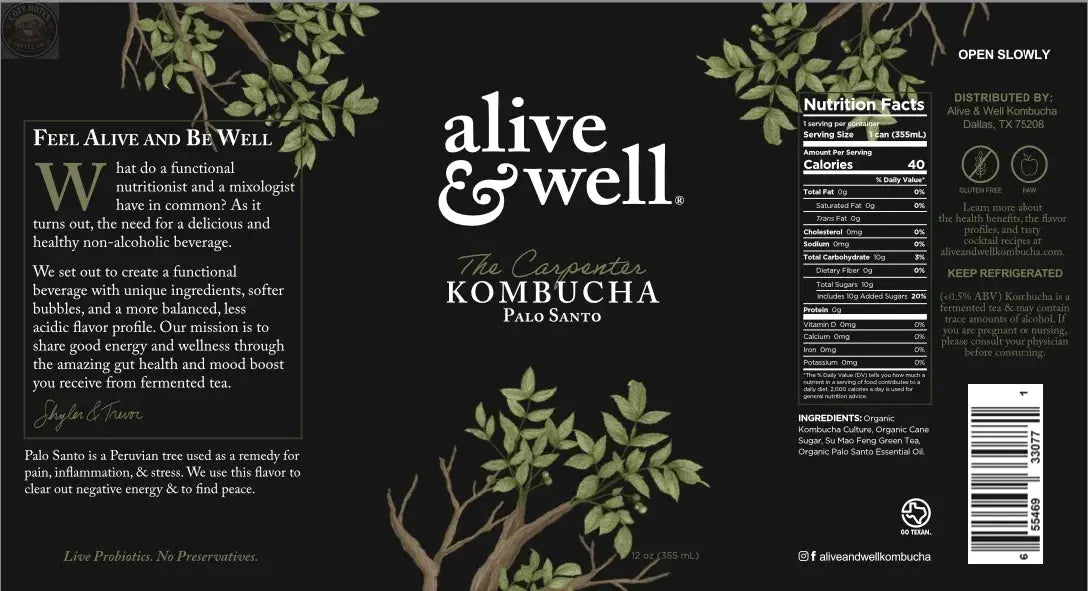 Palo Santo Kombucha Alive & Well Kombucha