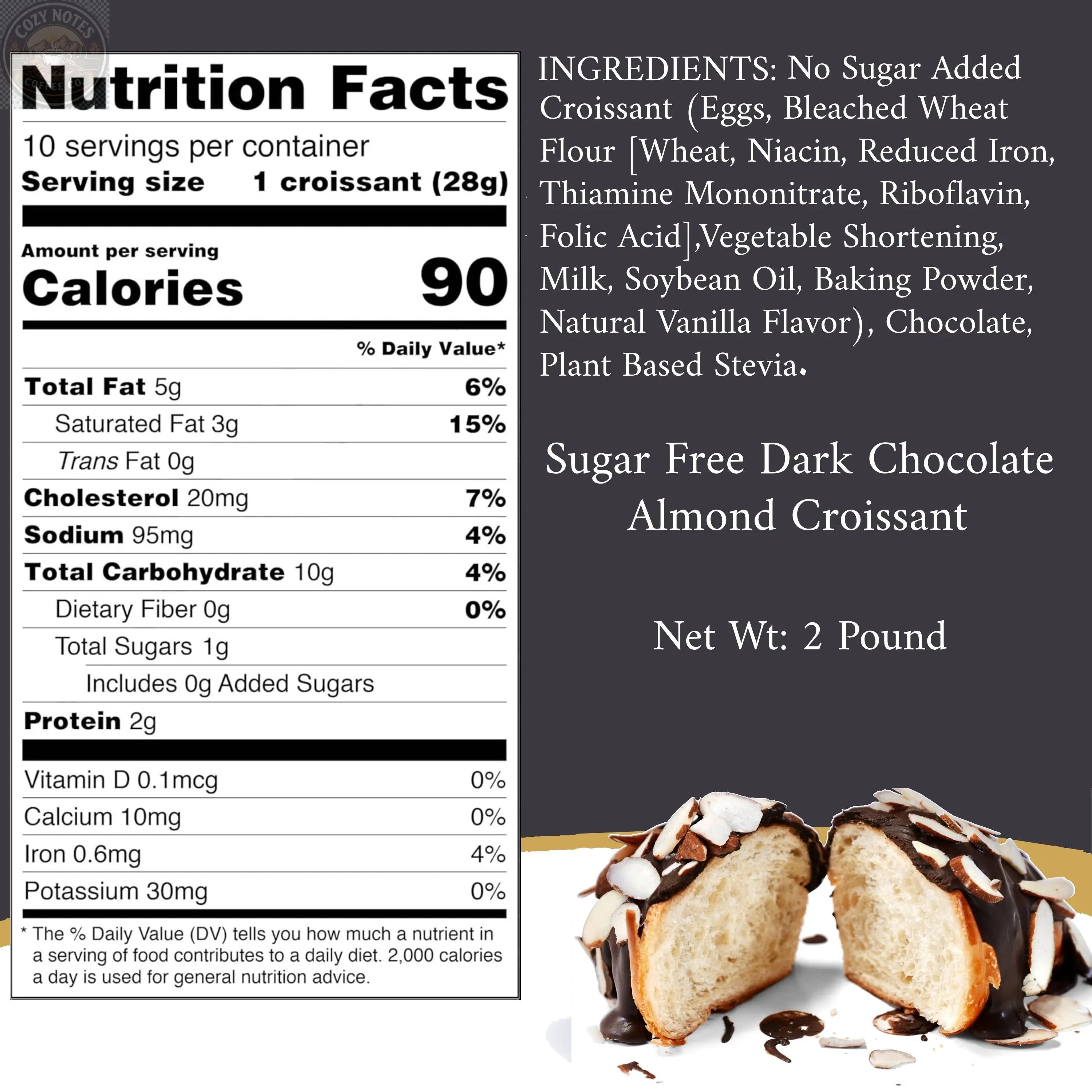Andy Anand Sugar-Free Dark Chocolate Almond Croissant Cake, 10 pc, 2 lb – Keto & Diabetic-Friendly, Hand-Rolled, No Preservatives Gift Box Andyanand