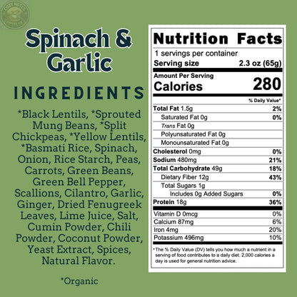 Spinach & Garlic -  Sprouted Power Bowl (6 Pack) aahanasnaturals.com