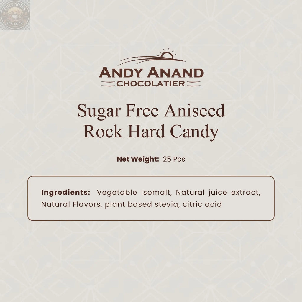 Andy Anand Sugar-Free Aniseed Rock Hard Candy, 25 pc – European Copper-Kettle Boiled, Keto & Diabetic-Friendly Gourmet Snack Gift Box Andyanand