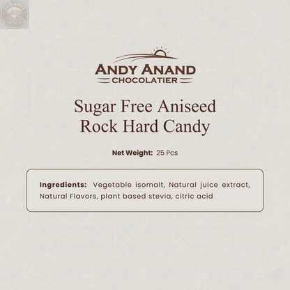 Andy Anand Sugar-Free Aniseed Rock Hard Candy, 25 pc – European Copper-Kettle Boiled, Keto & Diabetic-Friendly Gourmet Snack Gift Box Andyanand