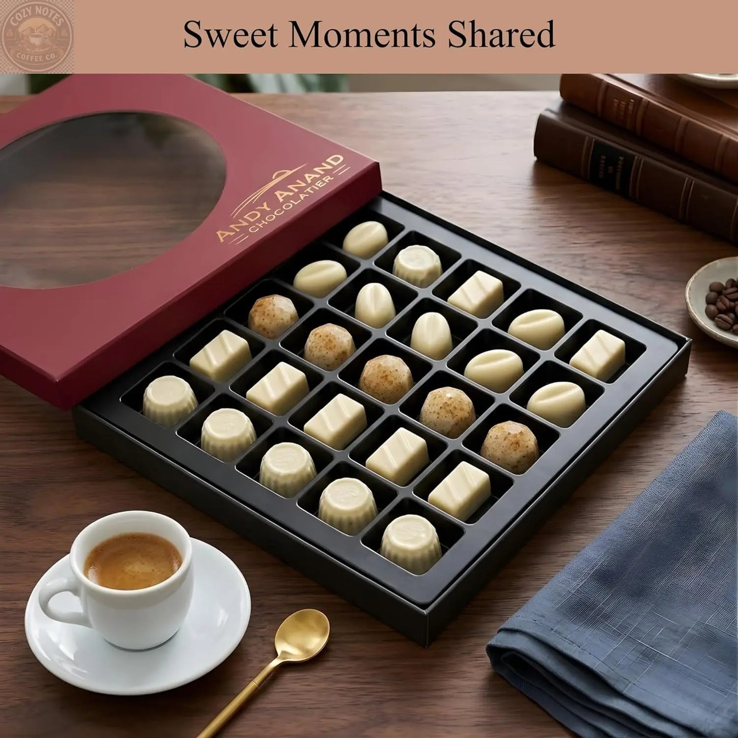 Andy Anand Sugar-Free Belgian White Chocolate Truffles & Pralines, 25 pc, 10.5 oz – Stevia Sweetened, Keto & Diabetic-Friendly Gift Box Andyanand