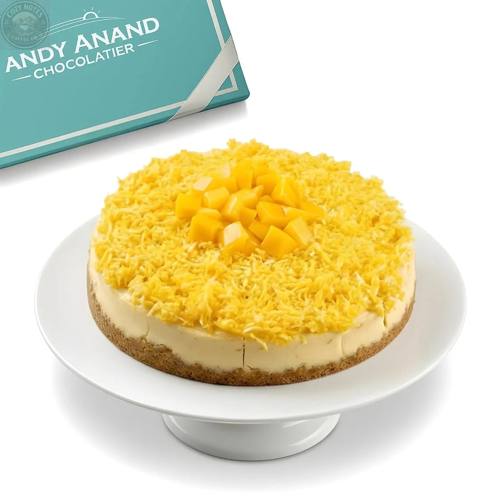 Andy Anand Sugar-Free Coconut Mango Cheesecake, 9-Inch, 2.6 lb – Tropical Flavors, Keto & Diabetic-Friendly, California Cream Cheese Gift Andyanand