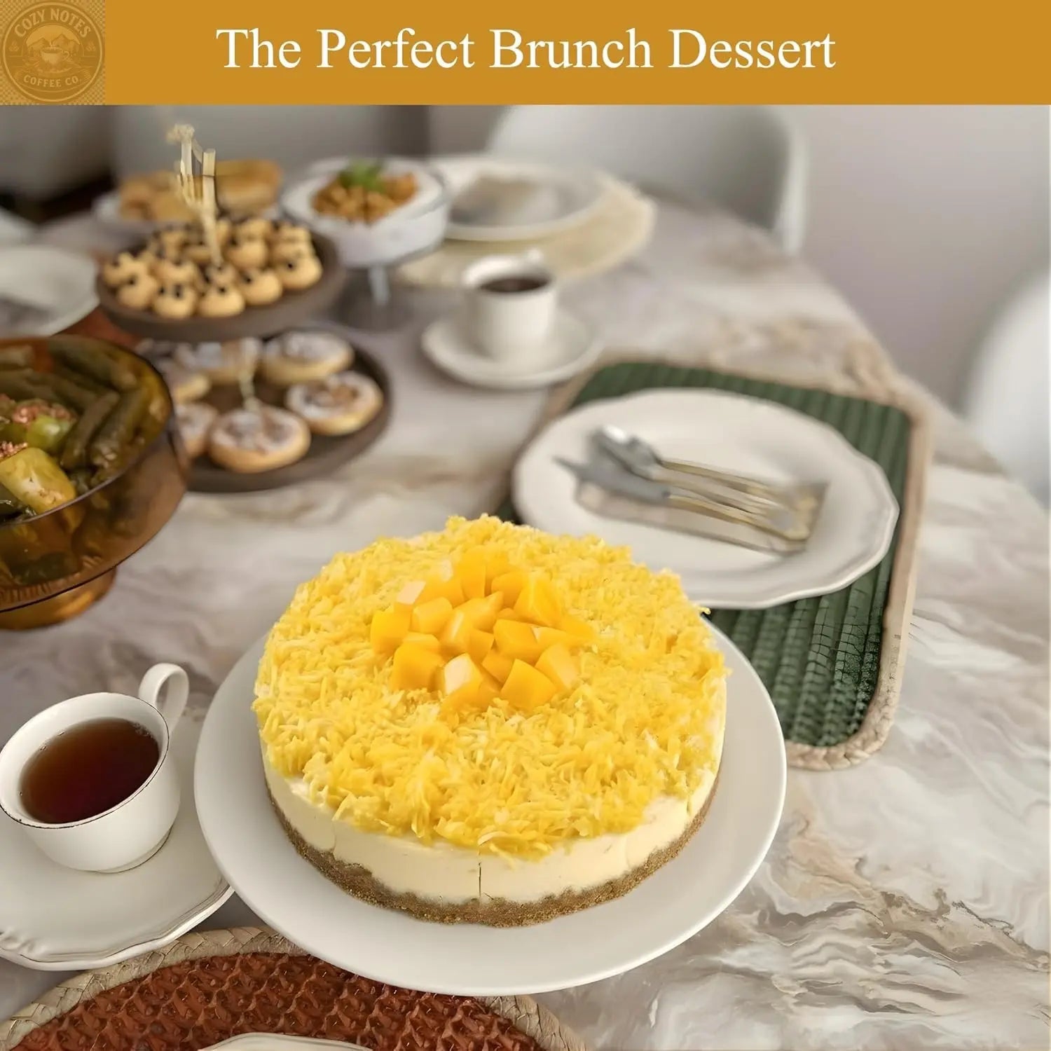 Andy Anand Sugar-Free Coconut Mango Cheesecake, 9-Inch, 2.6 lb – Tropical Flavors, Keto & Diabetic-Friendly, California Cream Cheese Gift Andyanand