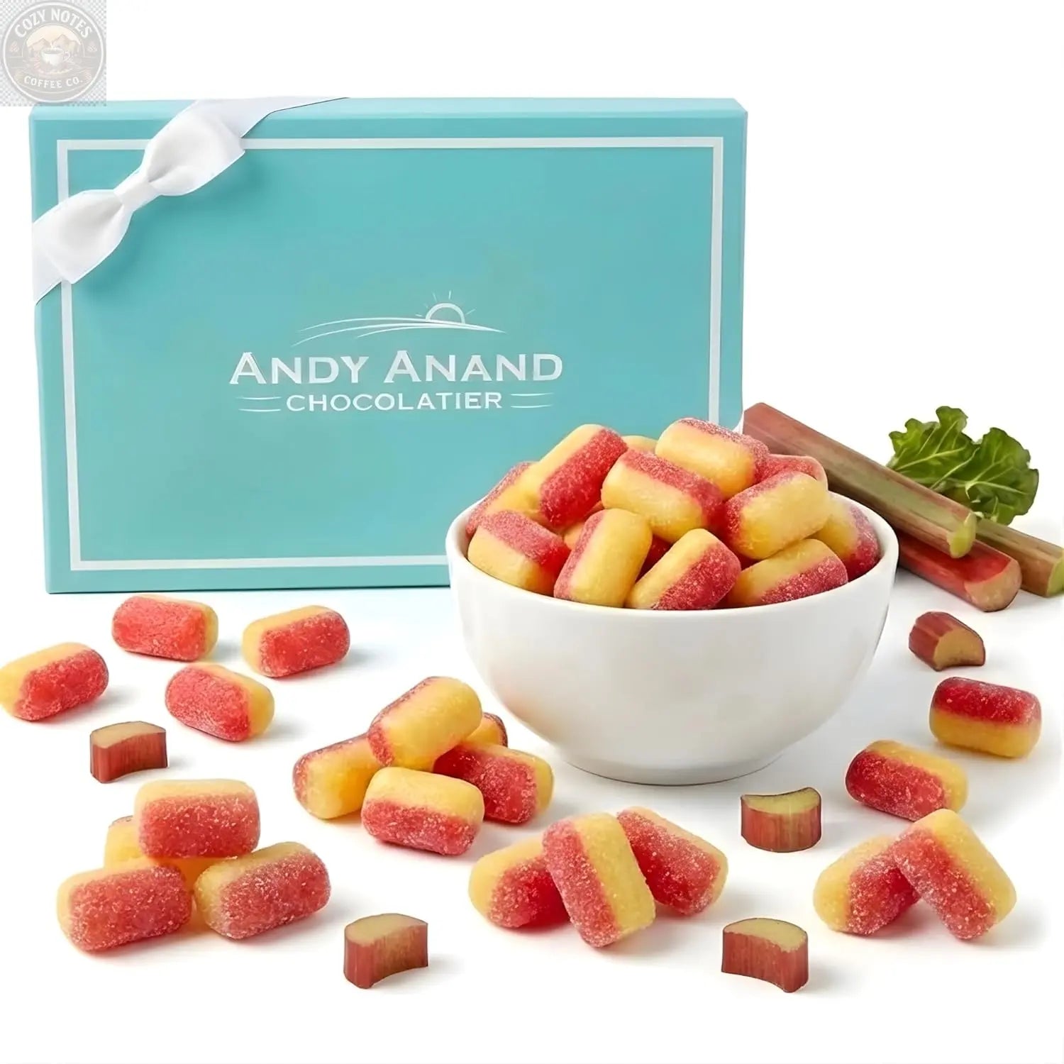 Andy Anand Sugar-Free Rhubarb & Custard Hard Candy, 25 pc – Classic British Sweet, Keto & Diabetic-Friendly Gourmet Snack Gift Box Andyanand