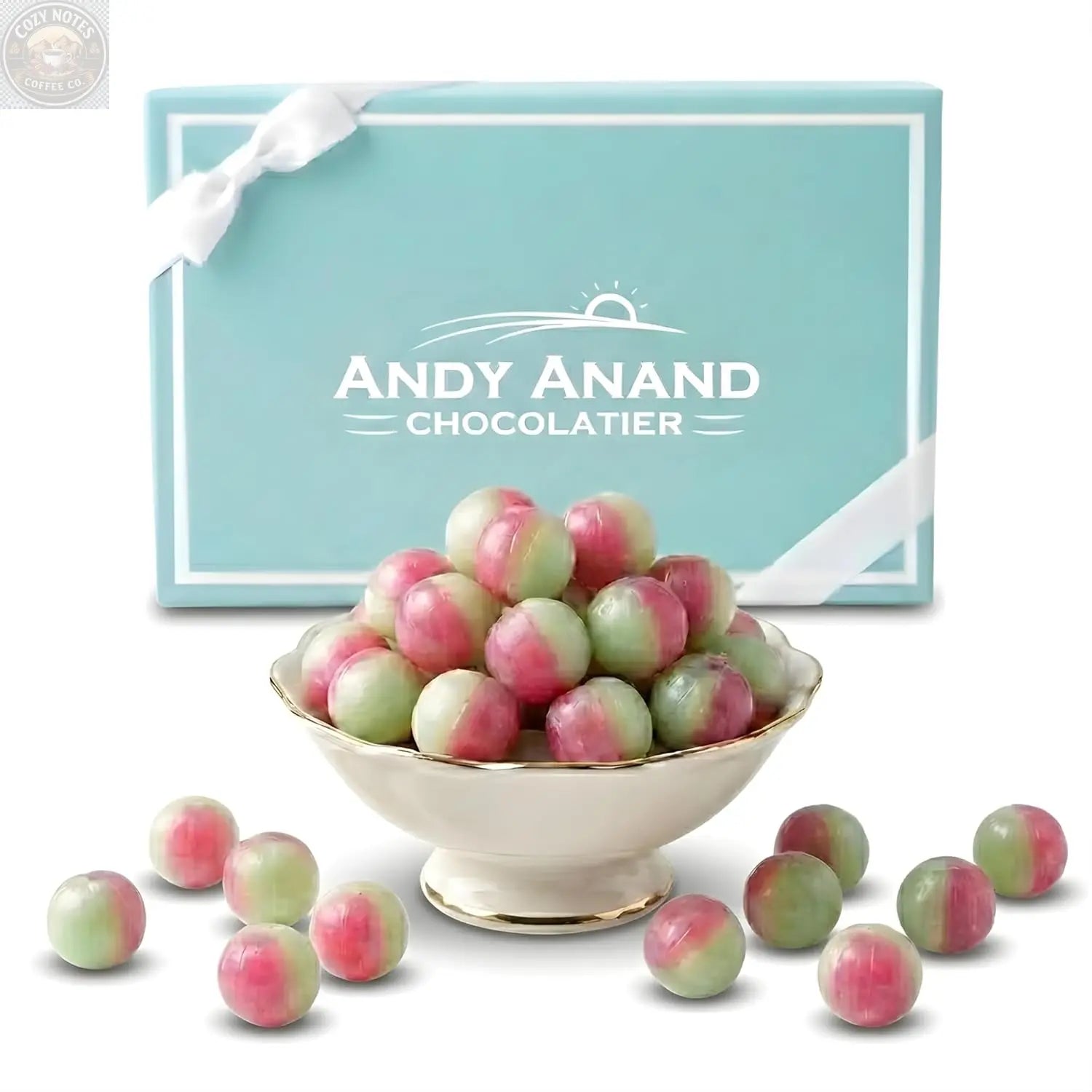 Andy Anand Sugar-Free Rosy Apple Hard Candy, 25 pc – European Copper-Kettle Boiled, Aspartame-Free, Keto & Diabetic-Friendly Gift Box Andyanand