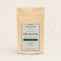 The Bloom — Ethiopia Natural Single Origin Coffee, Light-Medium Roast — Cozy Notes bag of small-batch coffee, roasted to order