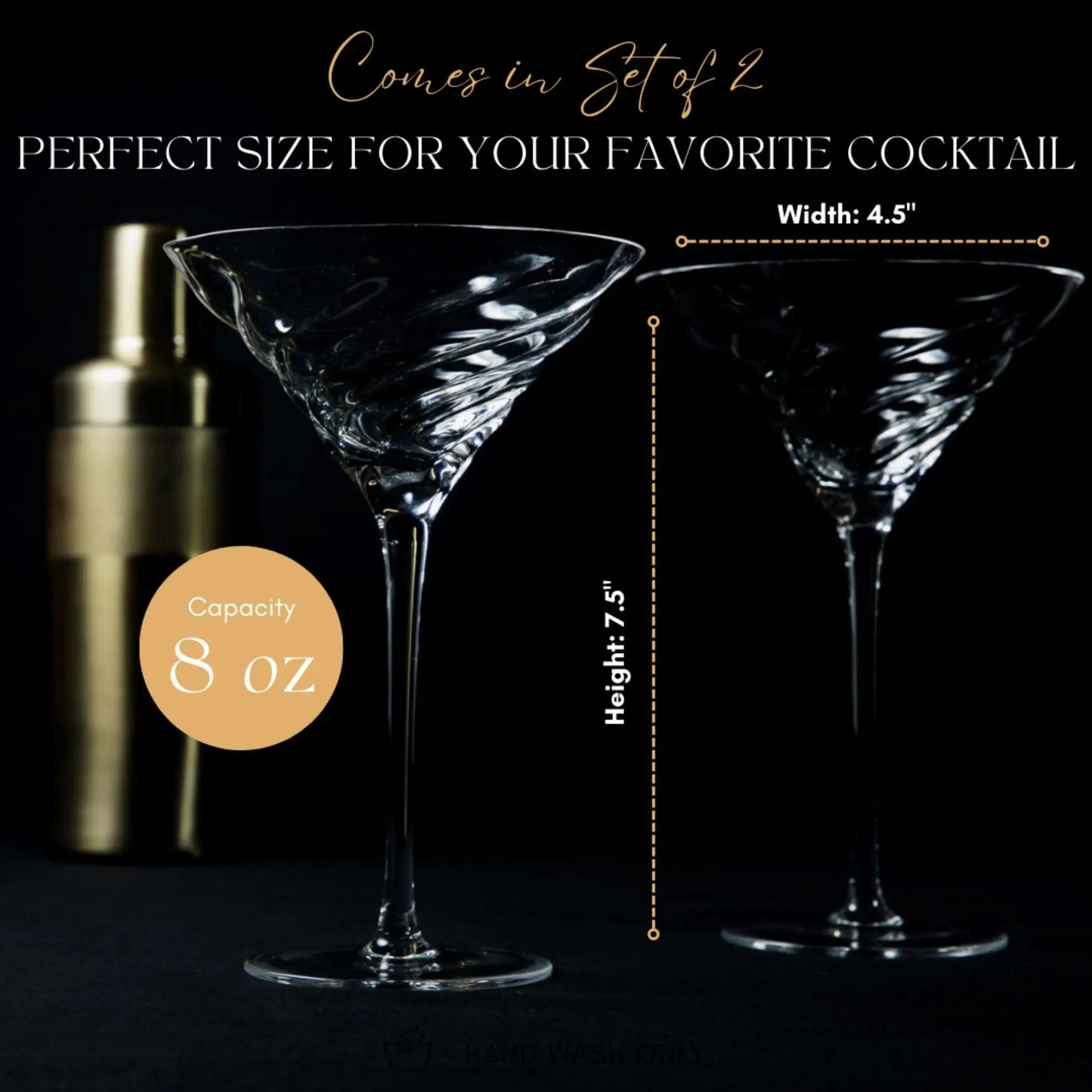 Vortex Crystal Martini Glasses – Set of 2 Luxury Stemware Sister.ly Drinkware