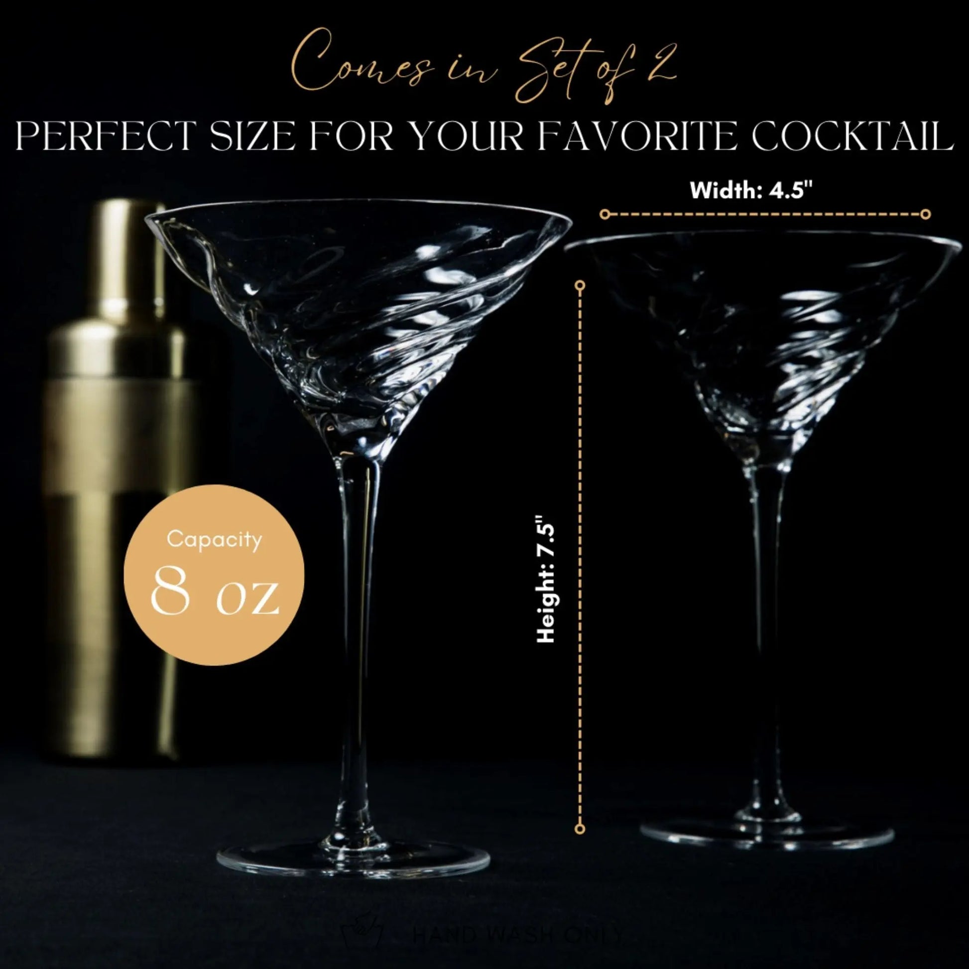 Vortex Crystal Martini Glasses – Set of 2 Luxury Stemware Sister.ly Drinkware