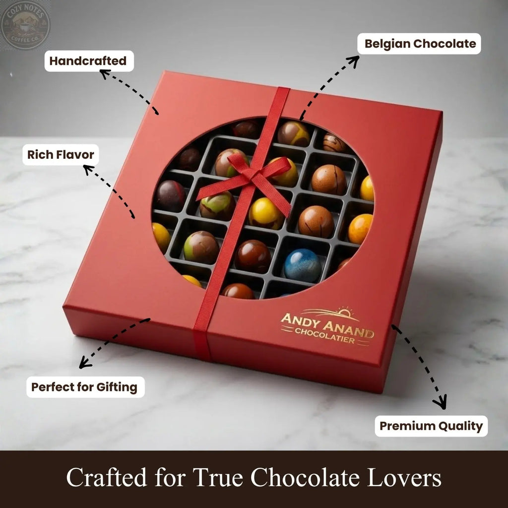 Andy Anand Monet Chocolate Bonbons Gift Box, 25 pc, 6.52 oz – Gluten-Free Belgian Truffles & Pralines, Birthday & Holiday Gift Collection Andyanand