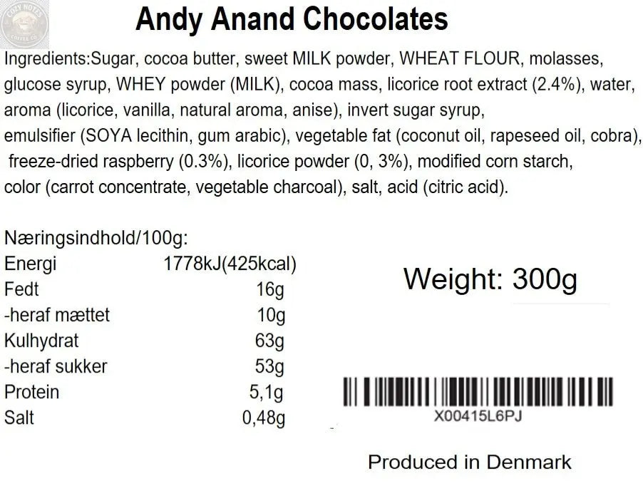 Andy Anand Chocolate Covered Gourmet Licorice, 6 Flavors, 10.5 oz – Made in Denmark, European Collection, Birthday & Holiday Gift Box Andyanand