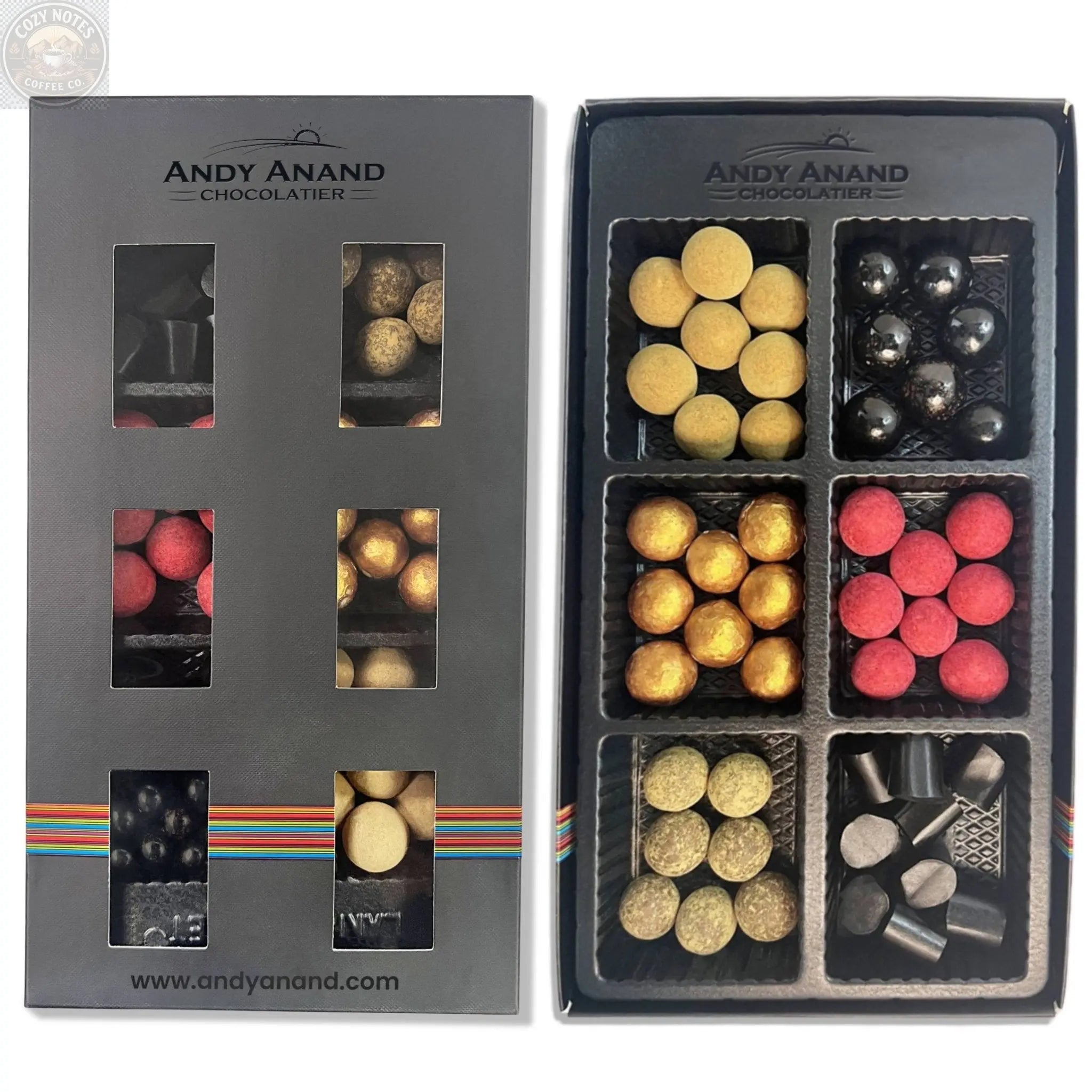 Andy Anand Chocolate Covered Gourmet Licorice, 6 Flavors, 10.5 oz – Made in Denmark, European Collection, Birthday & Holiday Gift Box Andyanand