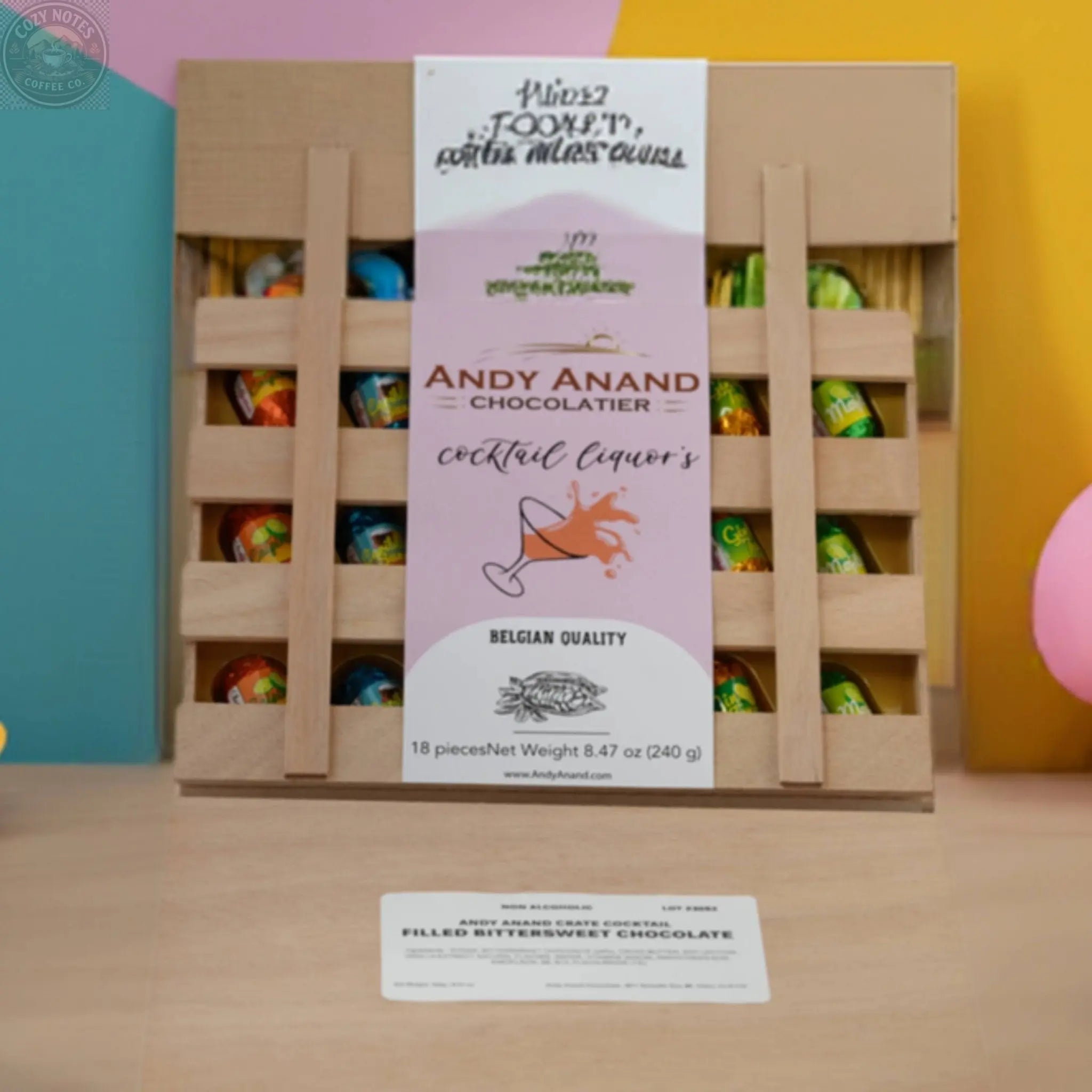 Andy Anand European Cocktail-Flavored Dark Chocolate Bottles, 18 pc, 11.5 oz – Mojito, Limoncello & Gin Tonic, Vegan Birthday Gift Box Andyanand