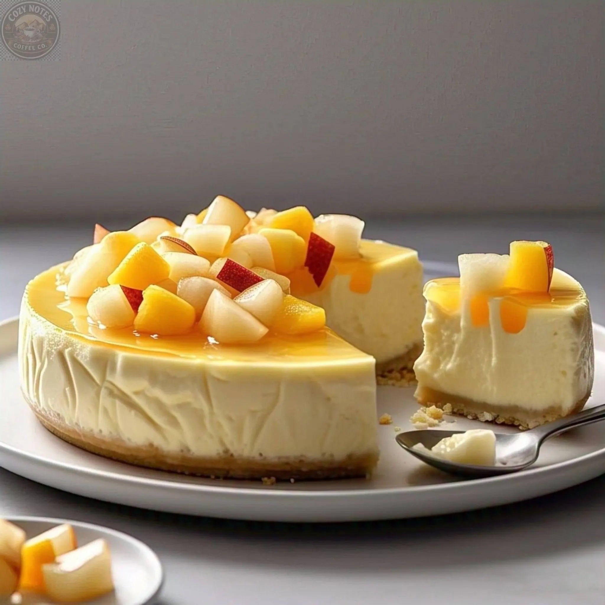 Andy Anand Tropical Fruit Cheesecake, 9-Inch, 2 lb – Pineapple, Pears & Peach Glaze, NY-Style, Real California Cream Cheese Gift Box Andyanand