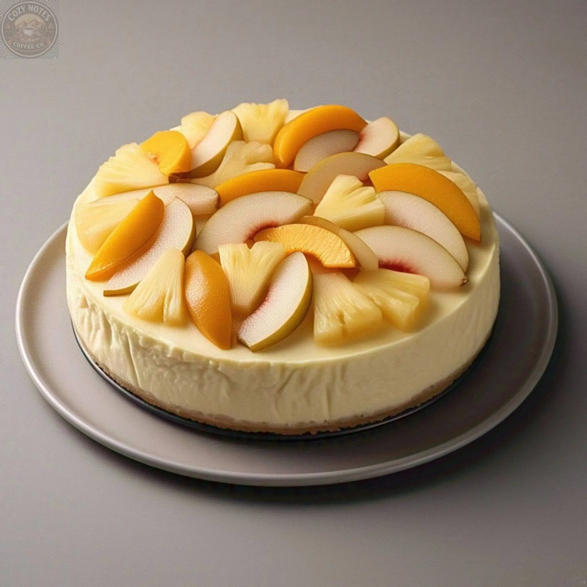 Andy Anand Tropical Fruit Cheesecake, 9-Inch, 2 lb – Pineapple, Pears & Peach Glaze, NY-Style, Real California Cream Cheese Gift Box Andyanand