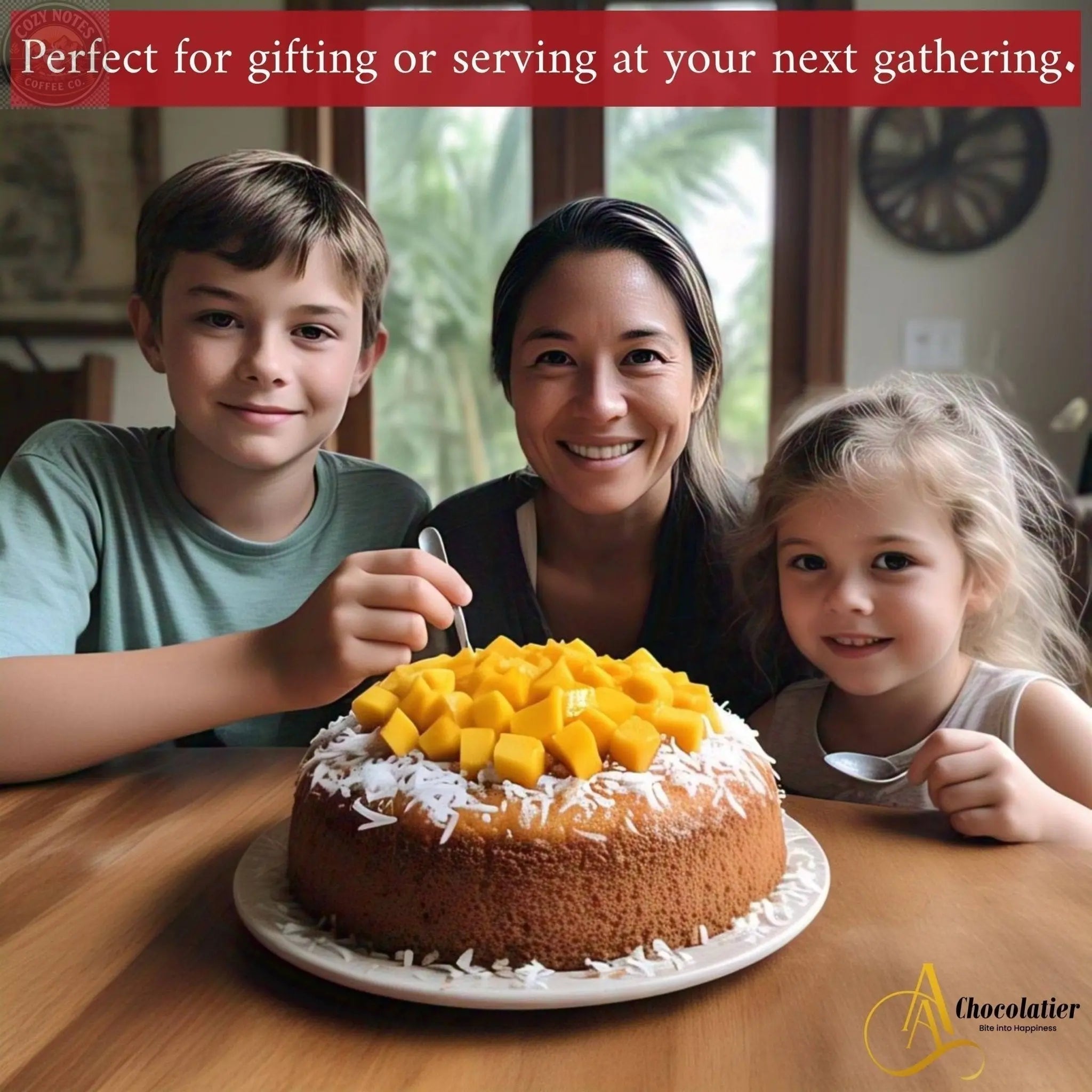 Andy Anand Sugar-Free Mango Coconut Cake, 2.5 lb – Keto & Diabetic-Friendly, Fresh Mango Purée, Toasted Coconut, No Preservatives Gift Box Andyanand