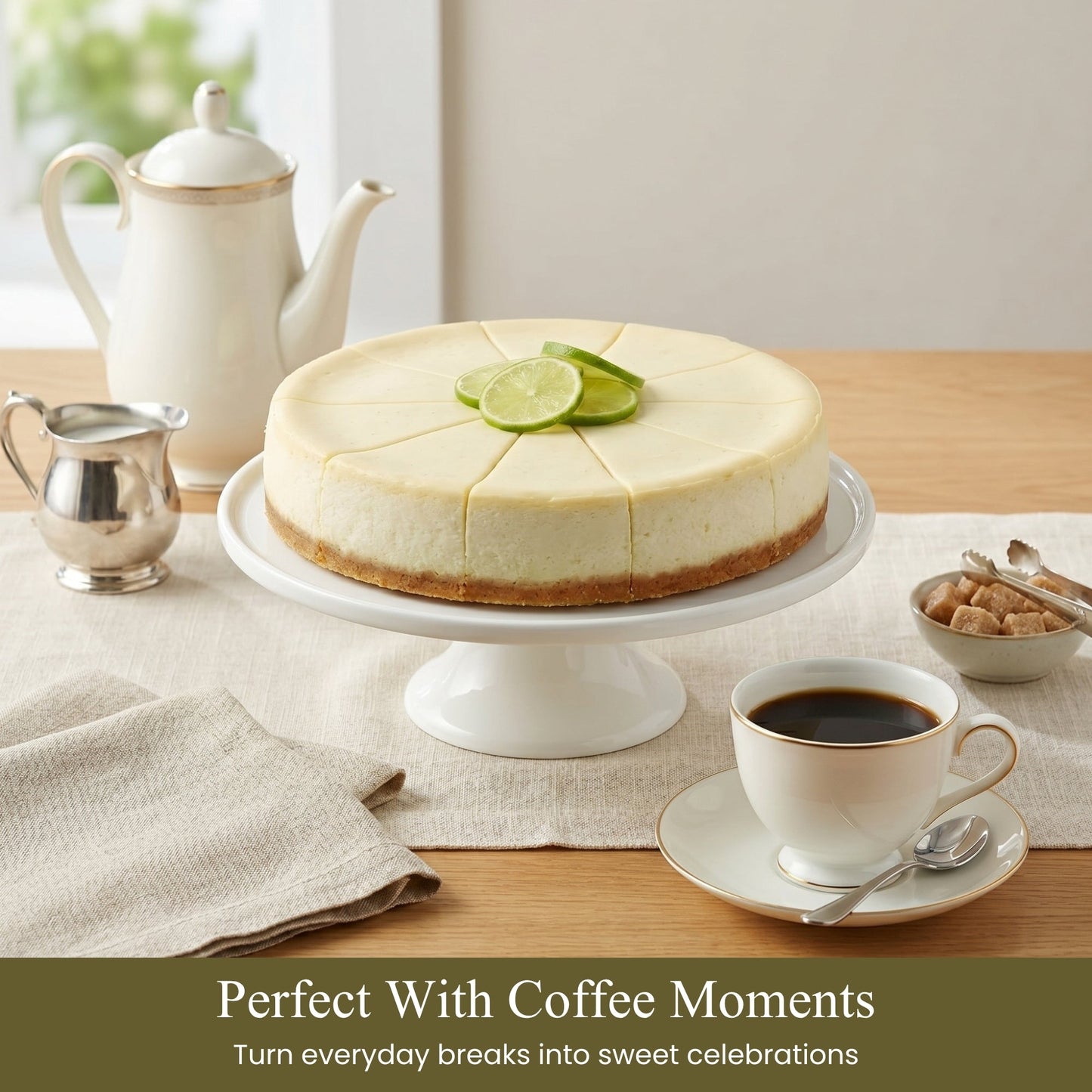 Andy Anand Sugar-Free Key Lime Cheesecake, 9-Inch, 2 lb – No Sugar Added, Diabetic-Friendly, Real California Cream Cheese, Holiday Gift Box - Cozy Notes Coffee Co
