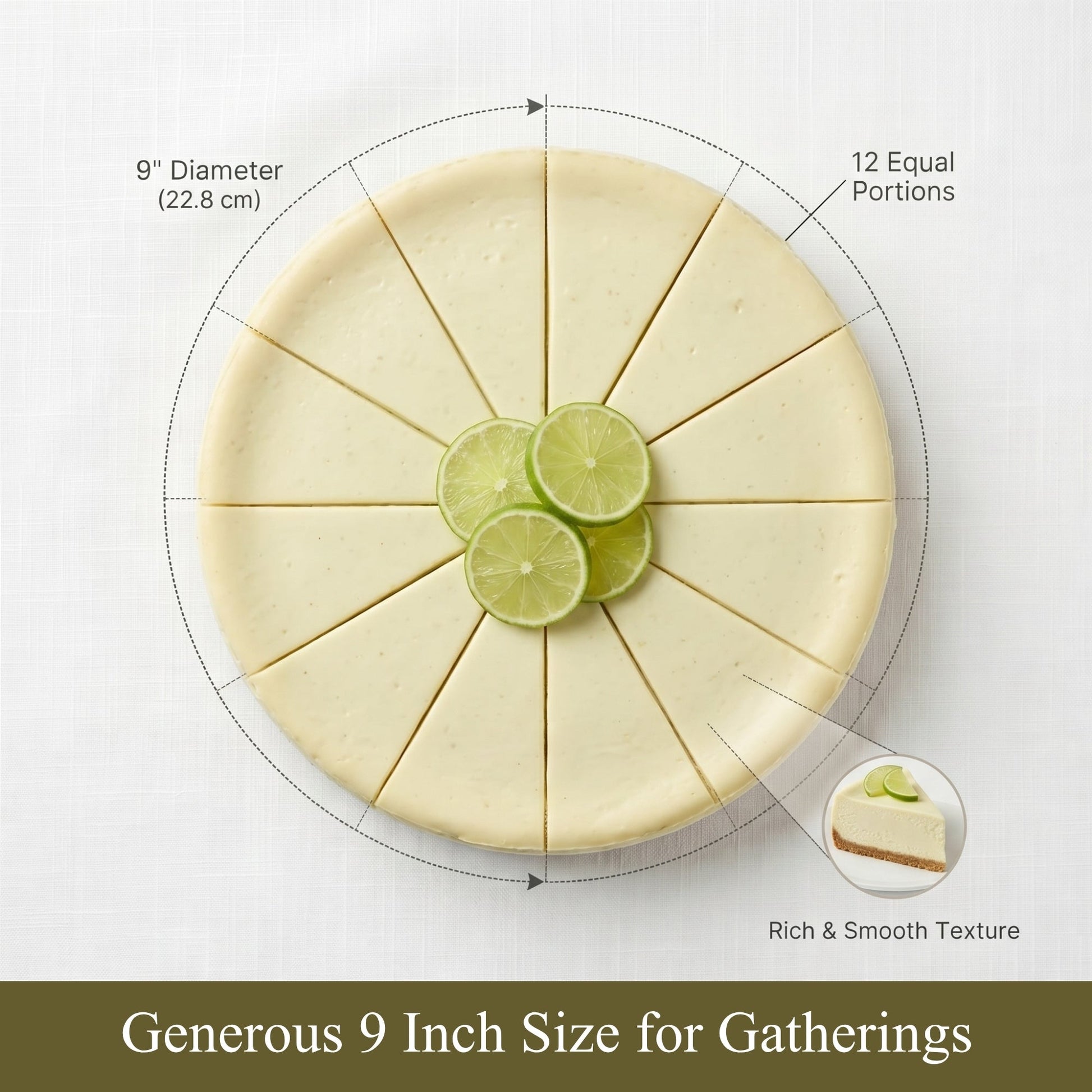 Andy Anand Sugar-Free Key Lime Cheesecake, 9-Inch, 2 lb – No Sugar Added, Diabetic-Friendly, Real California Cream Cheese, Holiday Gift Box - Cozy Notes Coffee Co
