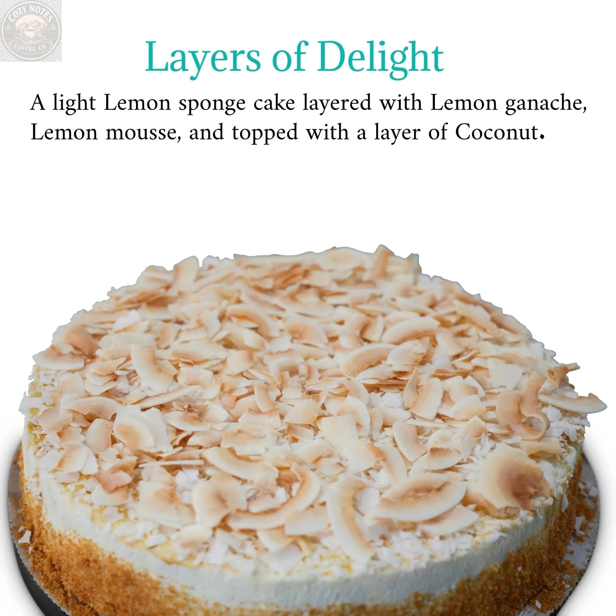 Andy Anand Sugar-Free Coconut Lemon Cake 2.8 Lb | Real Lemon Ganache & Shredded Coconut | Stevia Sweetened | Keto & Diabetic-Friendly | Freshly Baked to Order, Never Frozen Andyanand