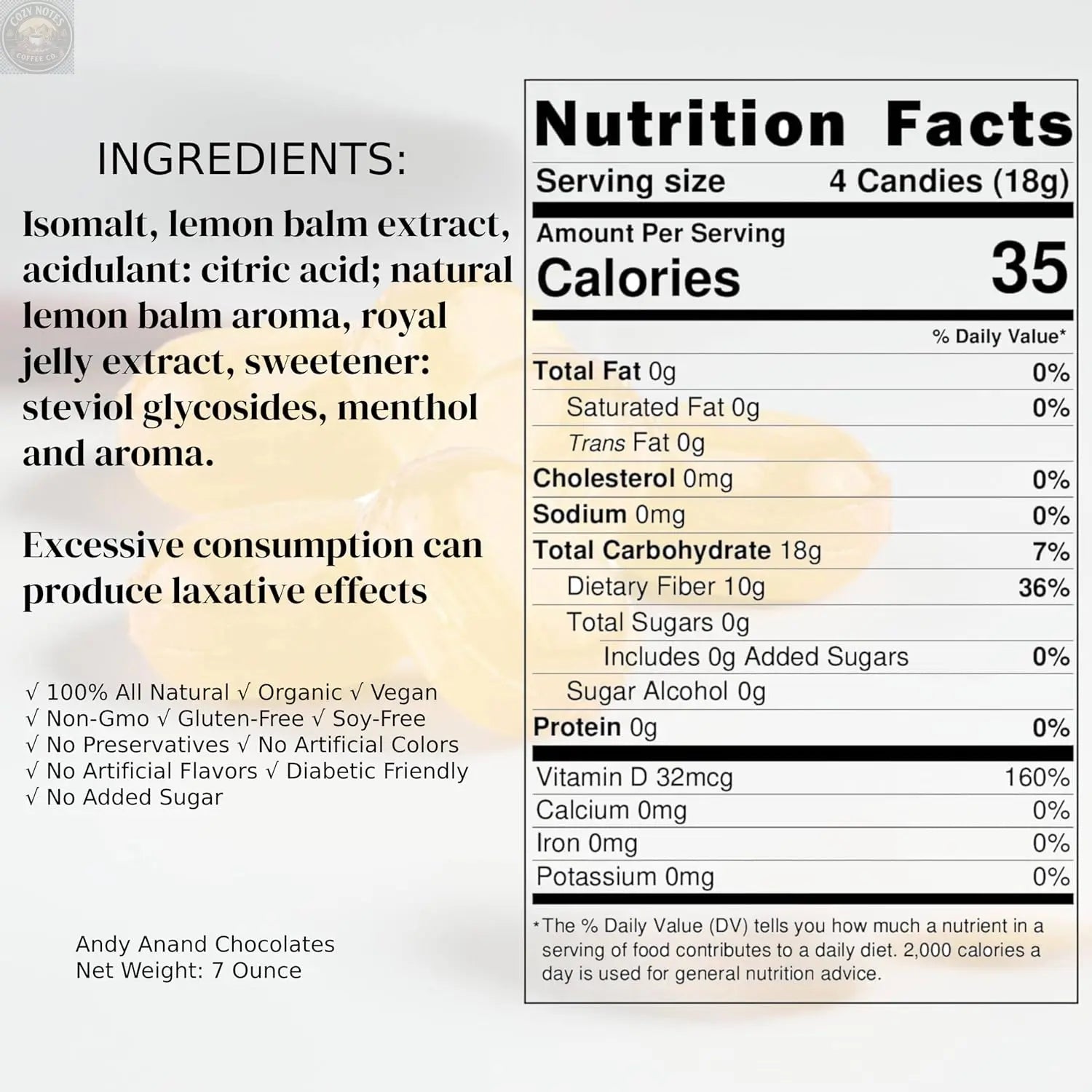 Andy Anand Sugar-Free Lemon Balm Hard Candy with Royal Jelly, 7 oz – European Imported, Keto & Diabetic-Friendly Gourmet Snack Gift Box Andyanand