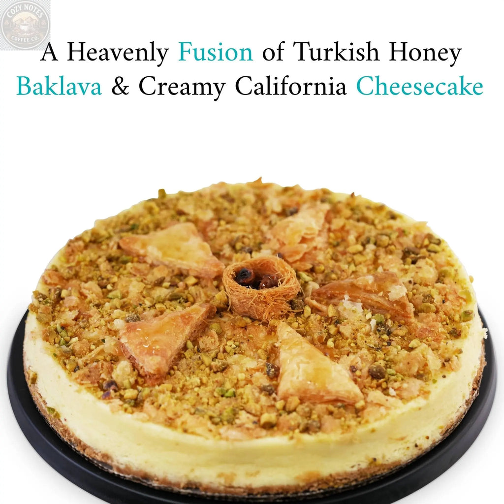 Andy Anand Baklava Cheesecake, 9-Inch, 2.8 lb – Turkish Honey & California Cream Fusion, Pistachio & Walnut, Gourmet Birthday Gift Box Andyanand