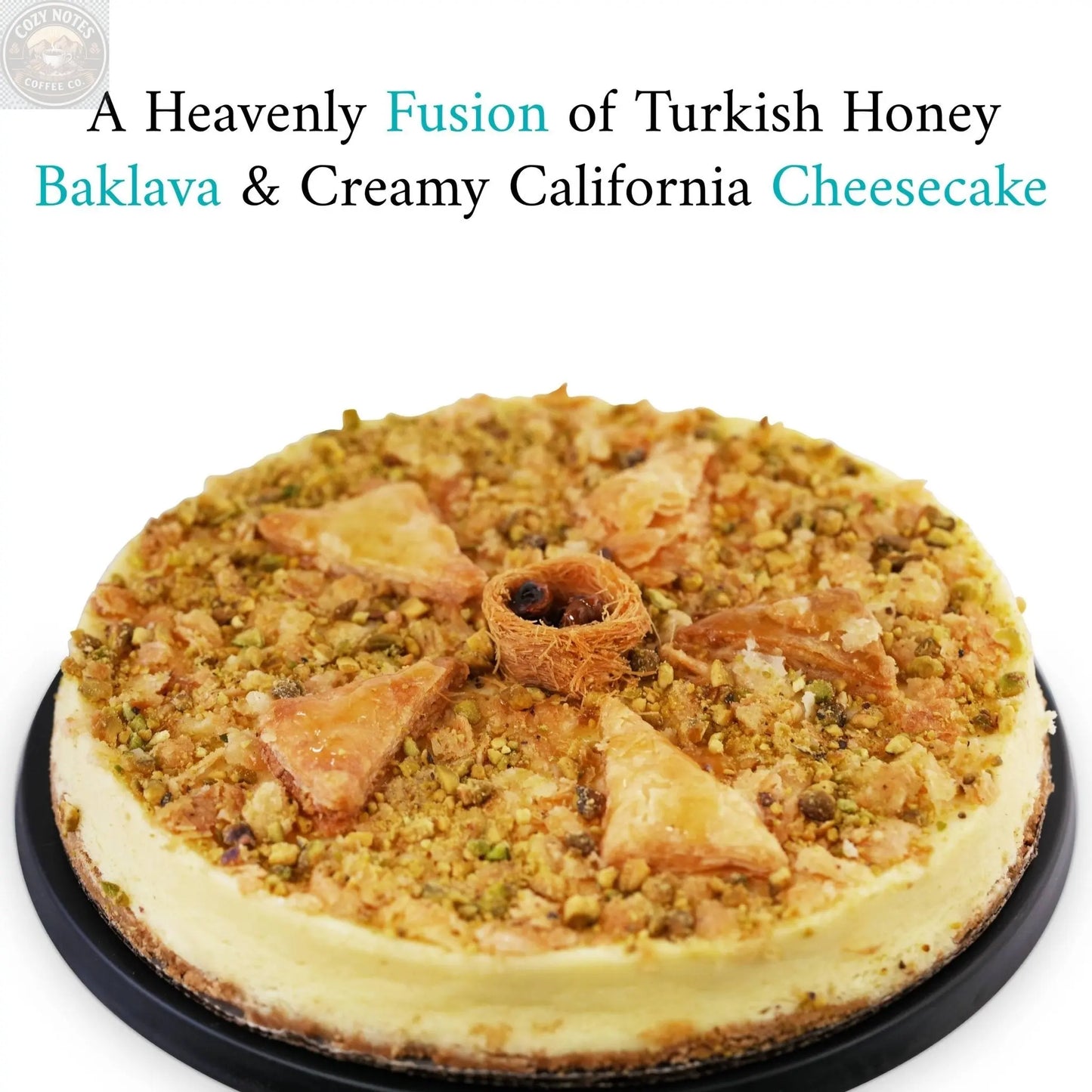 Andy Anand Baklava Cheesecake, 9-Inch, 2.8 lb – Turkish Honey & California Cream Fusion, Pistachio & Walnut, Gourmet Birthday Gift Box