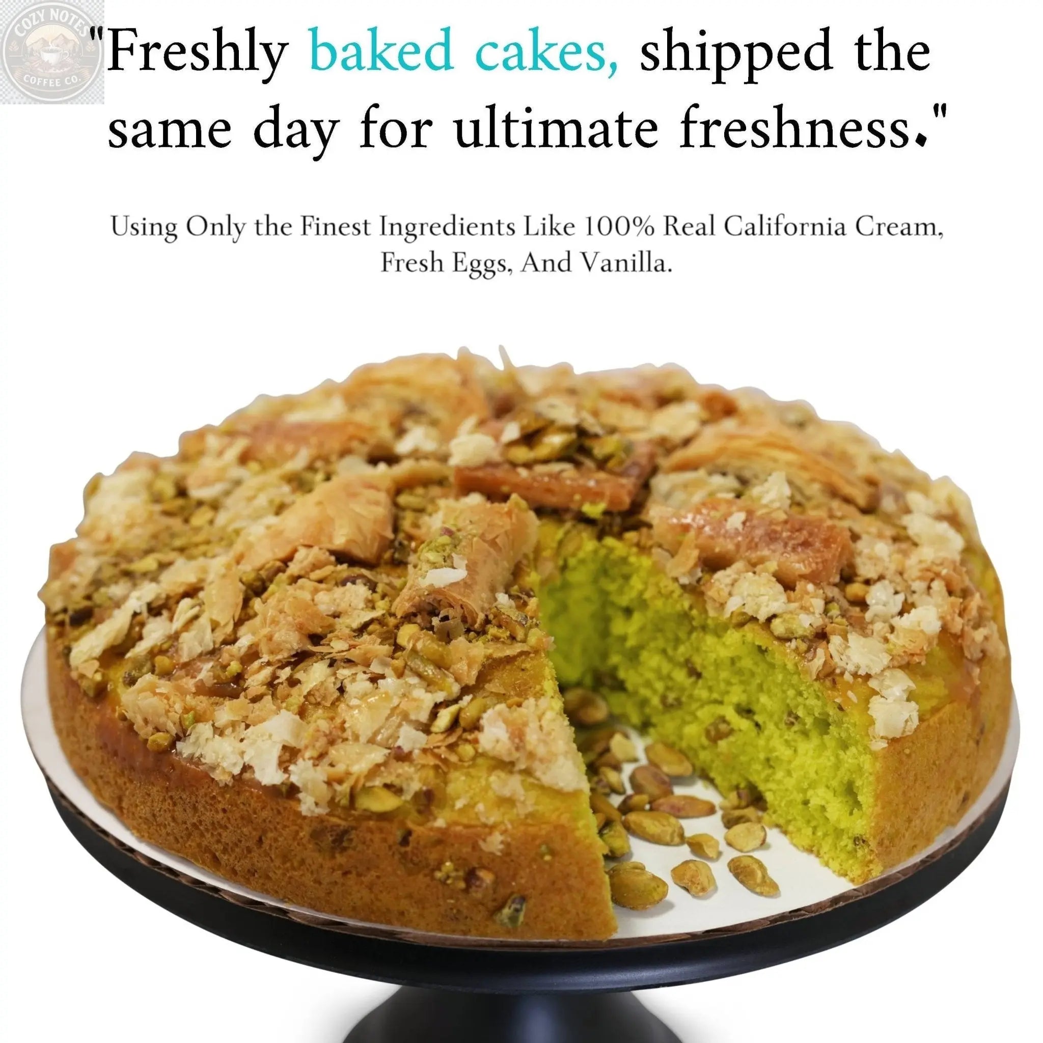 Andy Anand Sugar-Free Baklava Pistachio Cake, 9-Inch, 2.8 lb – Turkish & California Fusion, Keto, Diabetic-Friendly Birthday Gift Box Andyanand