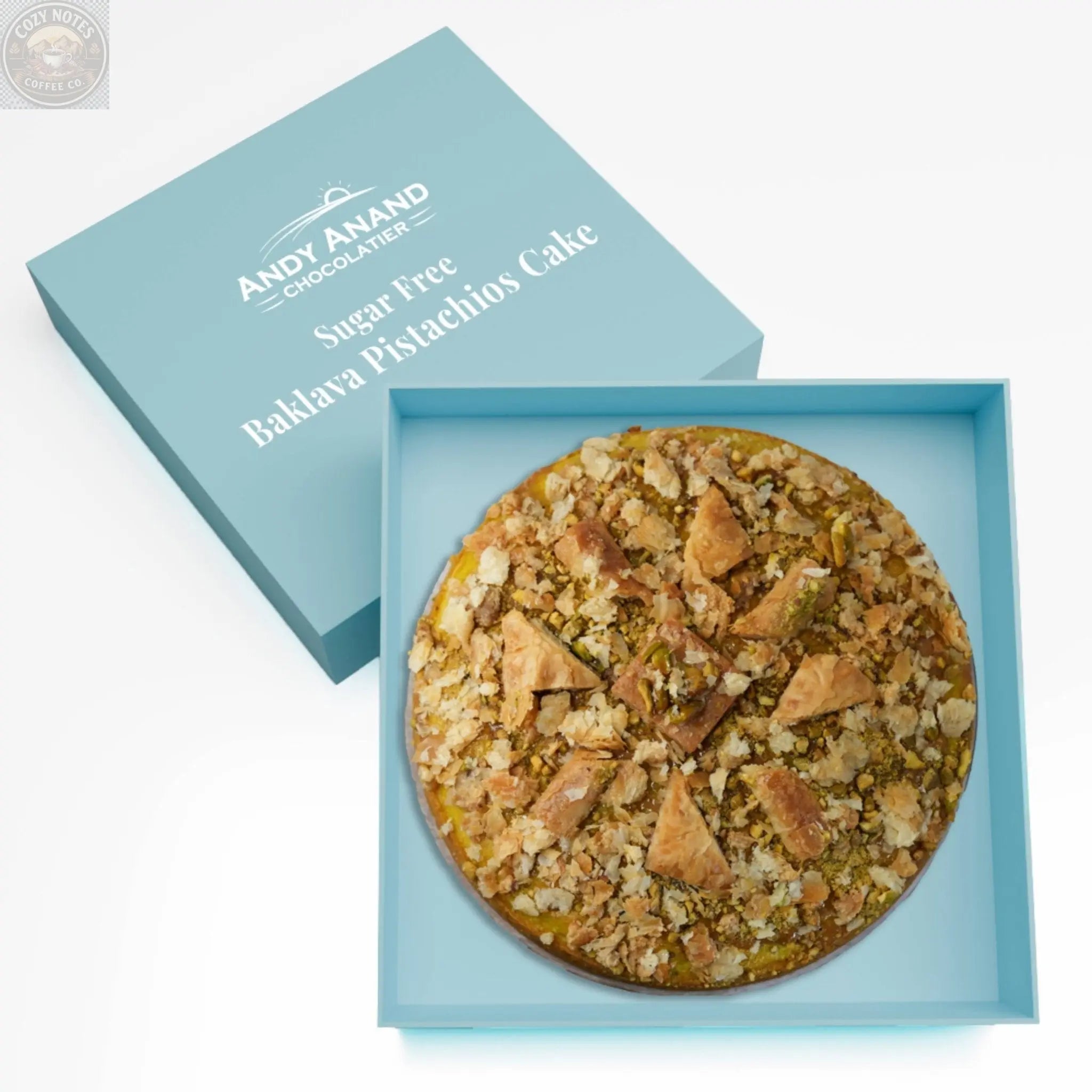 Andy Anand Sugar-Free Baklava Pistachio Cake, 9-Inch, 2.8 lb – Turkish & California Fusion, Keto, Diabetic-Friendly Birthday Gift Box Andyanand